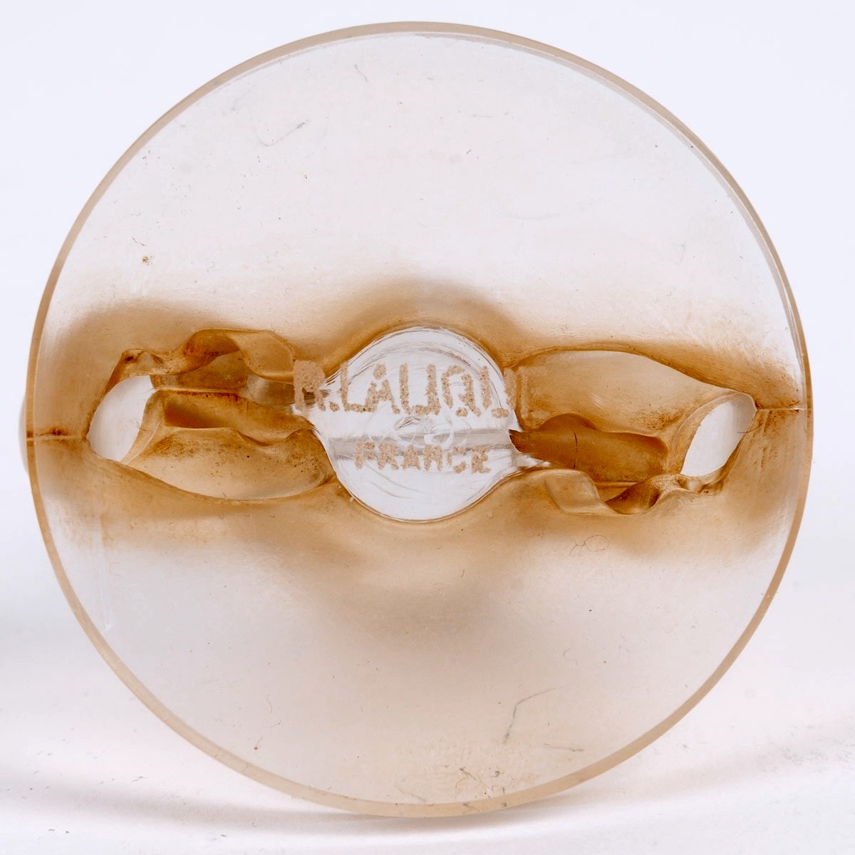 1924 René Lalique - 6 Menu Holders Two Figurines Glass With Sepia Patina-photo-2