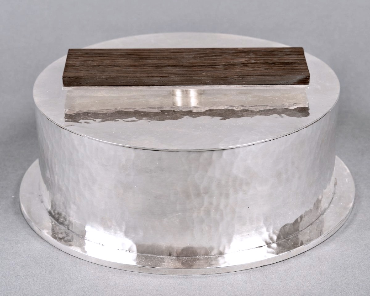 Jean Desprès - Box Modernist Silver-plated Metal And Rosewood