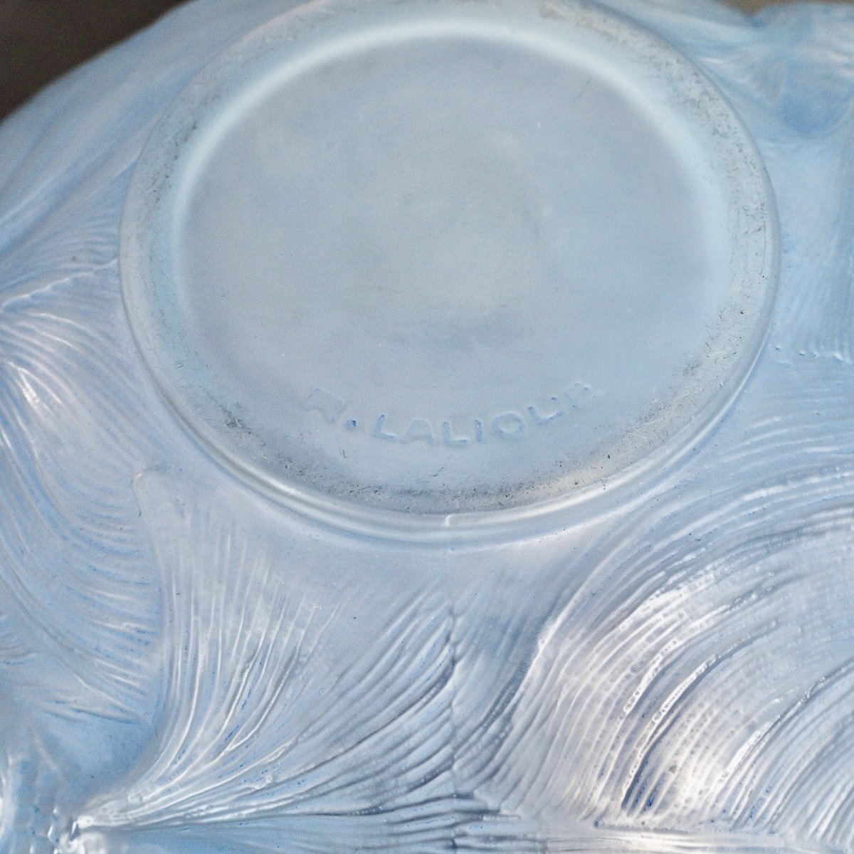 1924 René Lalique - Vase Formose Opalescent Glass With Blue Patina-photo-2
