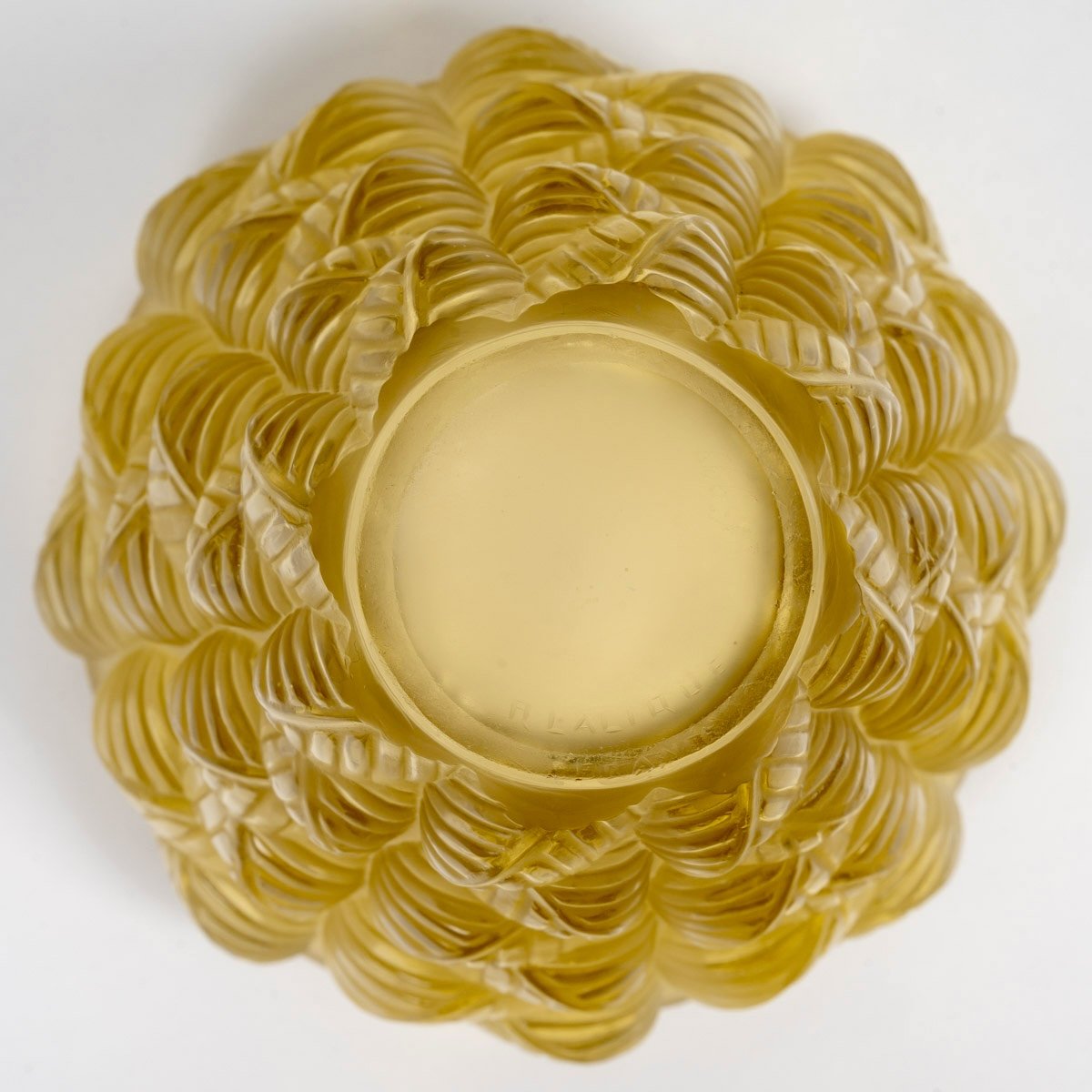 1927 René Lalique - Vase Moissac Yellow Glass-photo-4