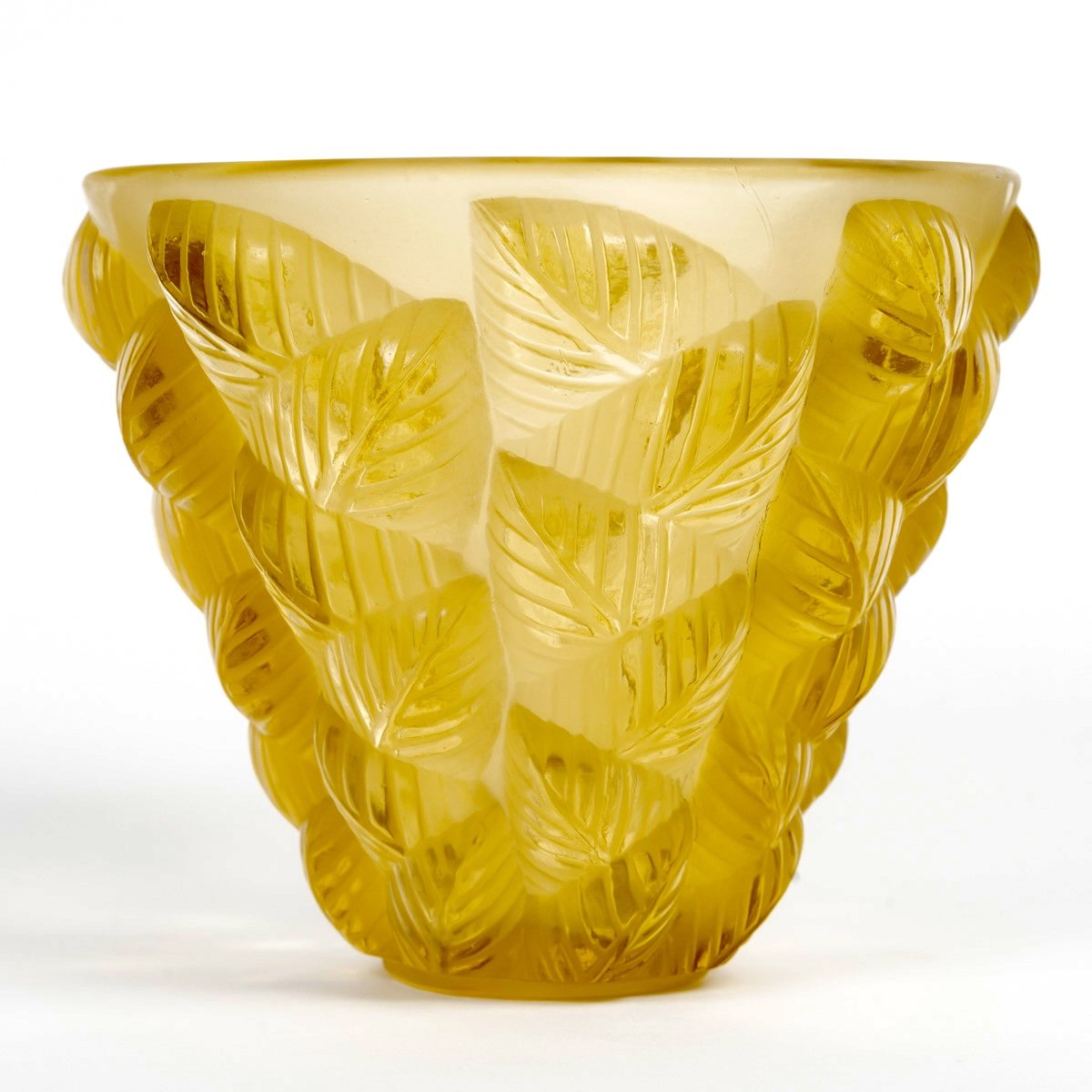 1927 René Lalique - Vase Moissac Yellow Glass