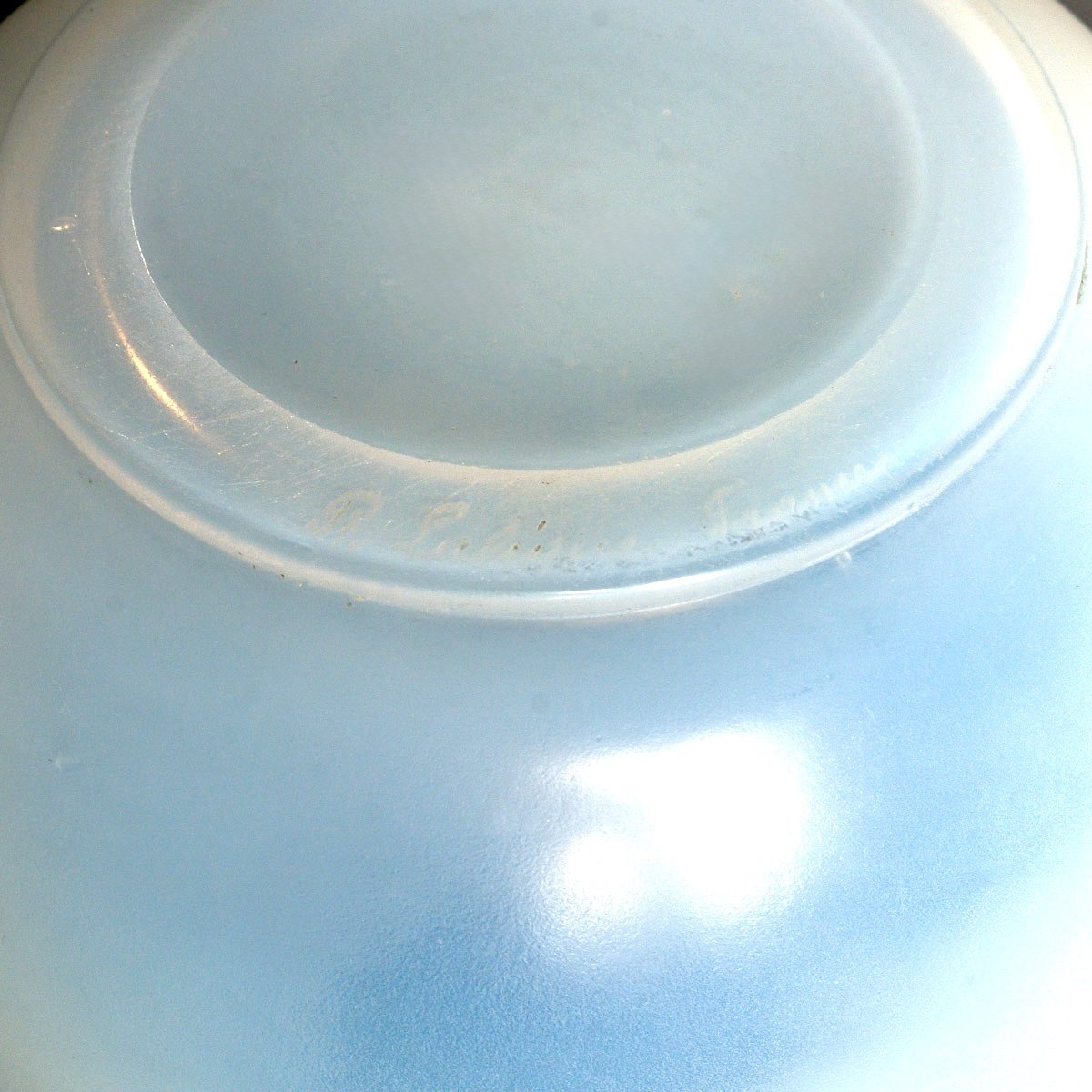 1928 René Lalique - Vase Borromée Verre Opalescent Patiné Bleu-photo-2