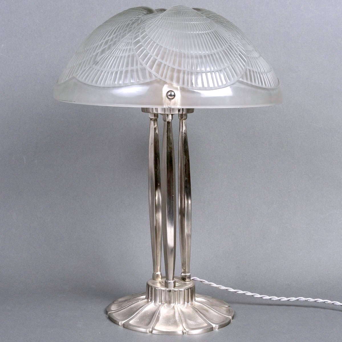 1924 René Lalique - Art Déco Lampe Coquilles Verre Blanc-photo-2