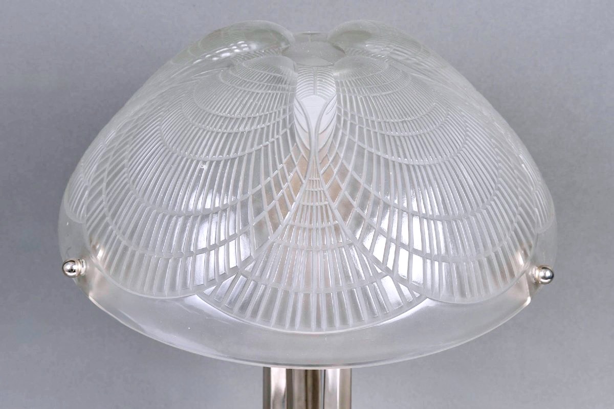 1924 René Lalique - Art Déco Lampe Coquilles Verre Blanc-photo-2