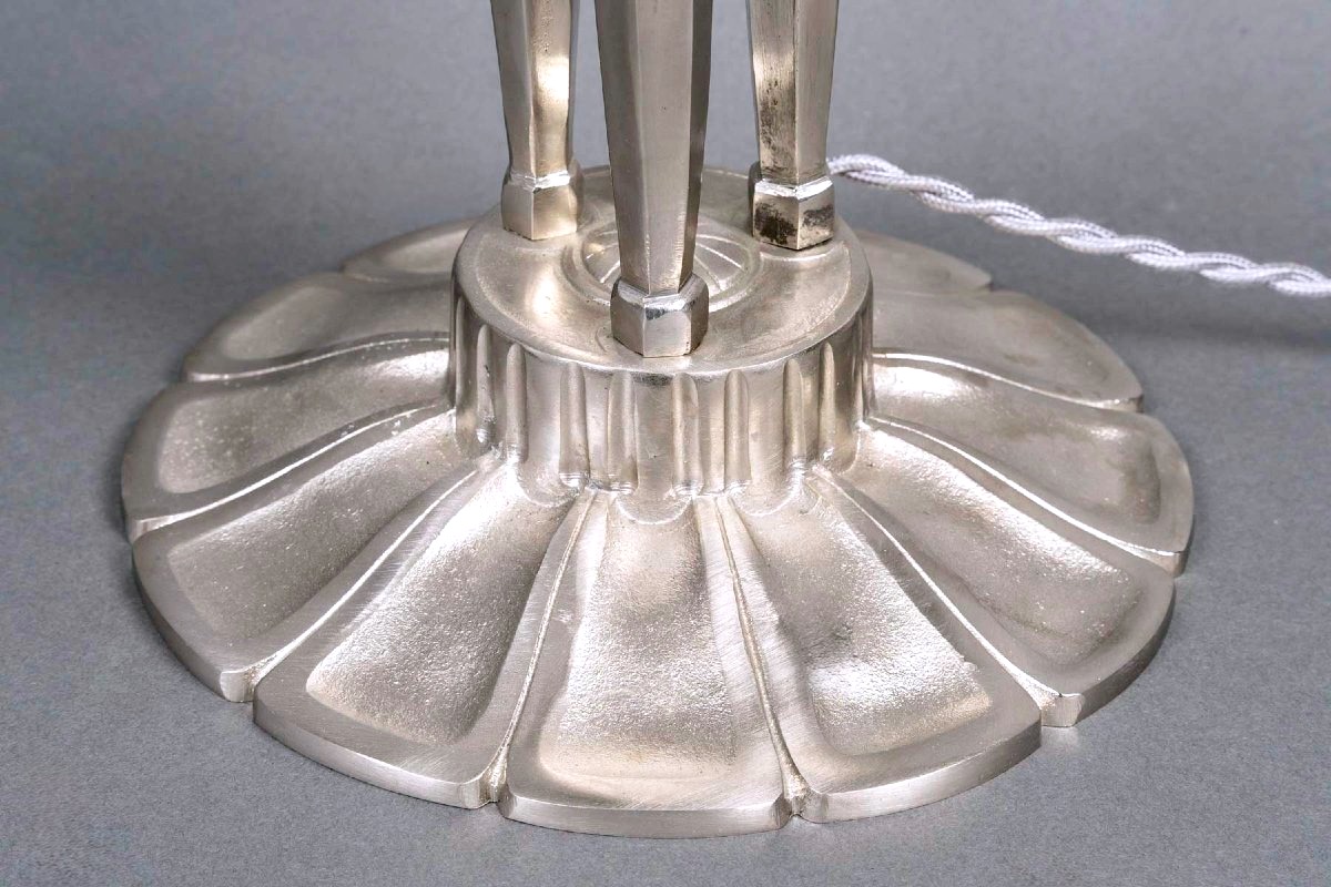 1924 René Lalique - Art Déco Lampe Coquilles Verre Blanc-photo-3