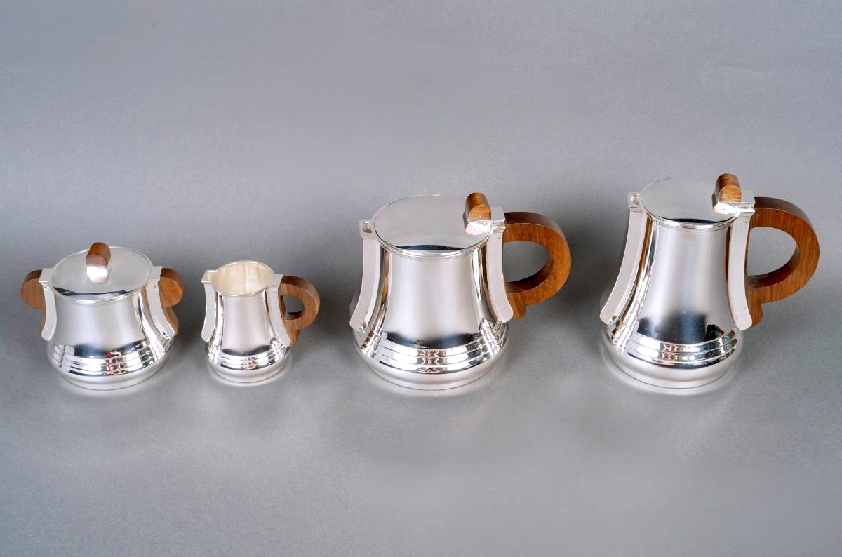 Jean E. Puiforcat - Service Thé Café Art Déco Moderniste Argent Massif