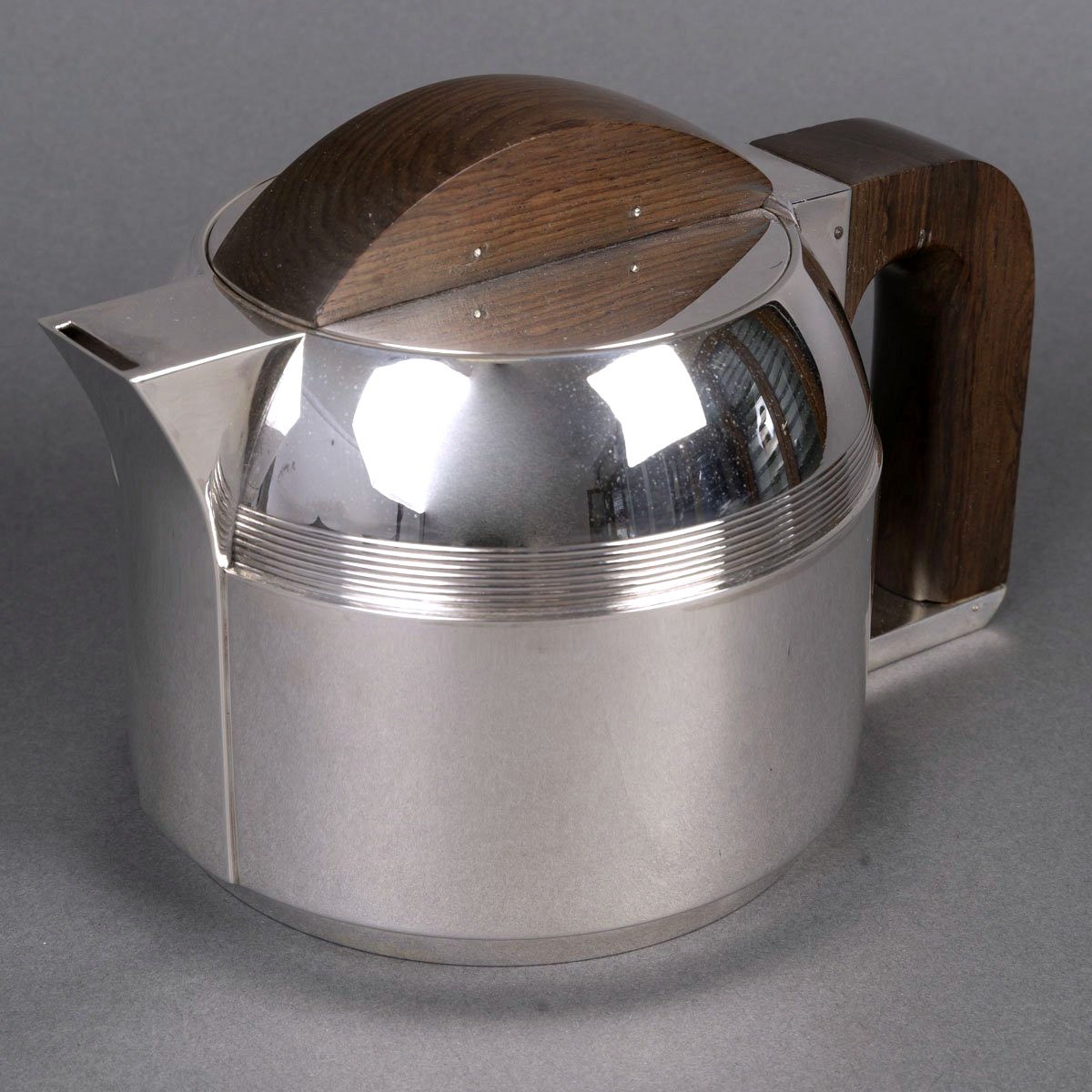 Jean E. Puiforcat - Service Thé Café Art Déco Moderniste Argent Massif-photo-2