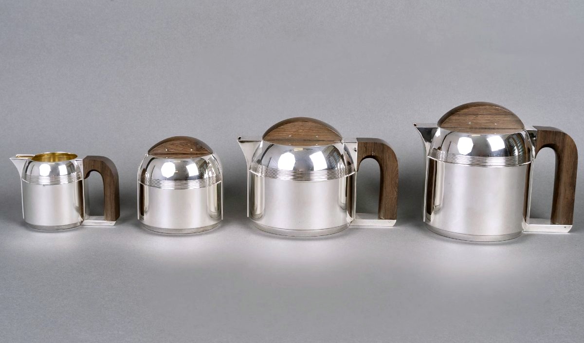 Jean E. Puiforcat - Service Thé Café Art Déco Moderniste Argent Massif