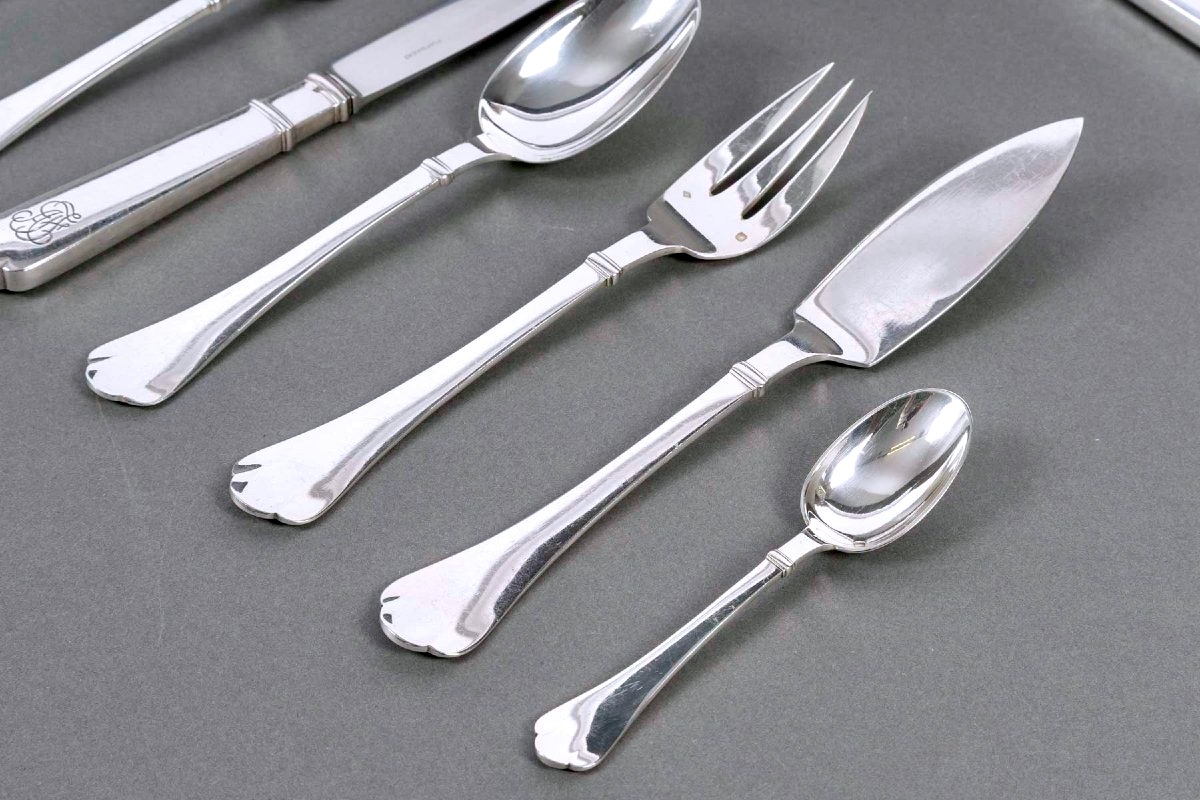 Puiforcat - Cutlery Flatware Set Richelieu Sterling Silver - 112 Pieces-photo-3