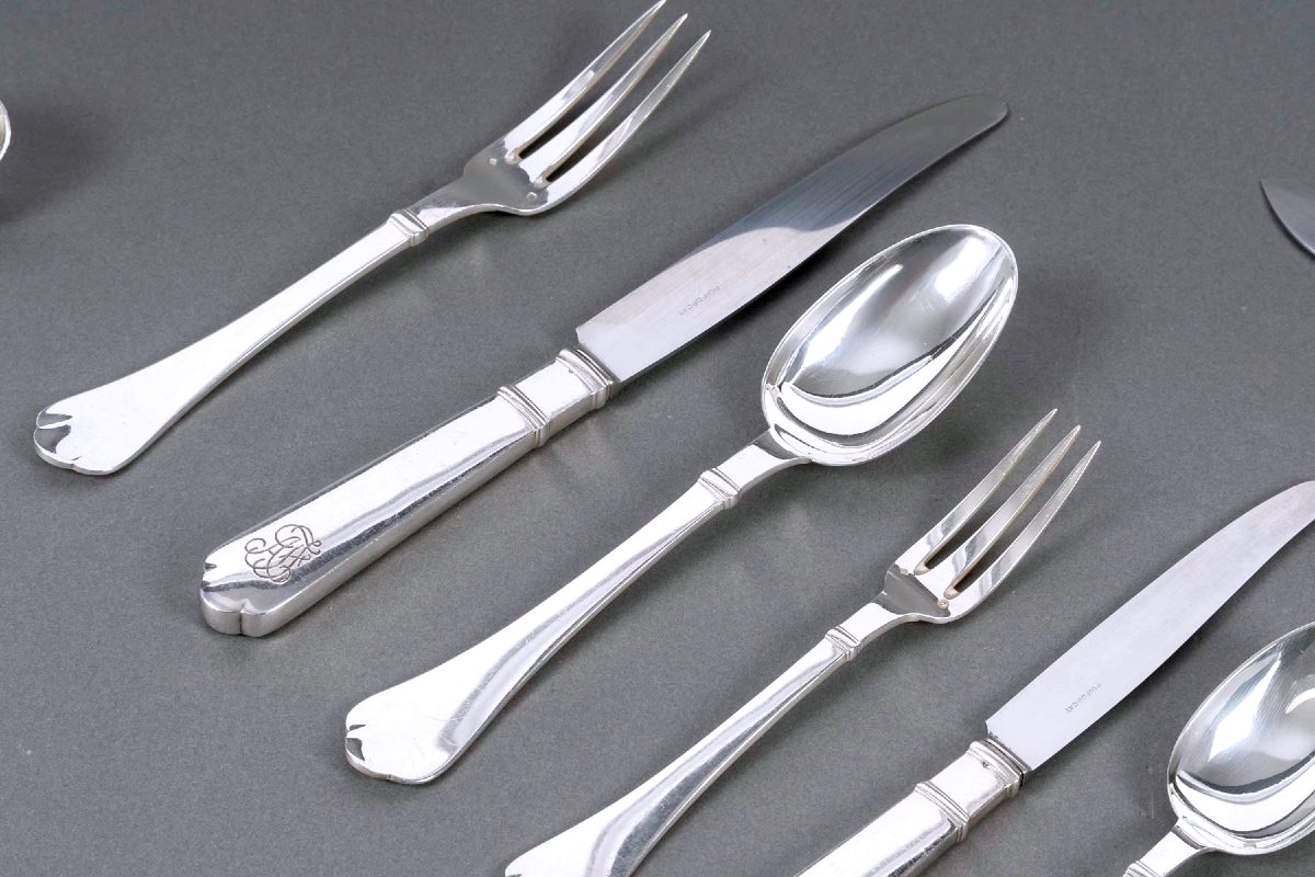 Puiforcat - Cutlery Flatware Set Richelieu Sterling Silver - 112 Pieces-photo-1