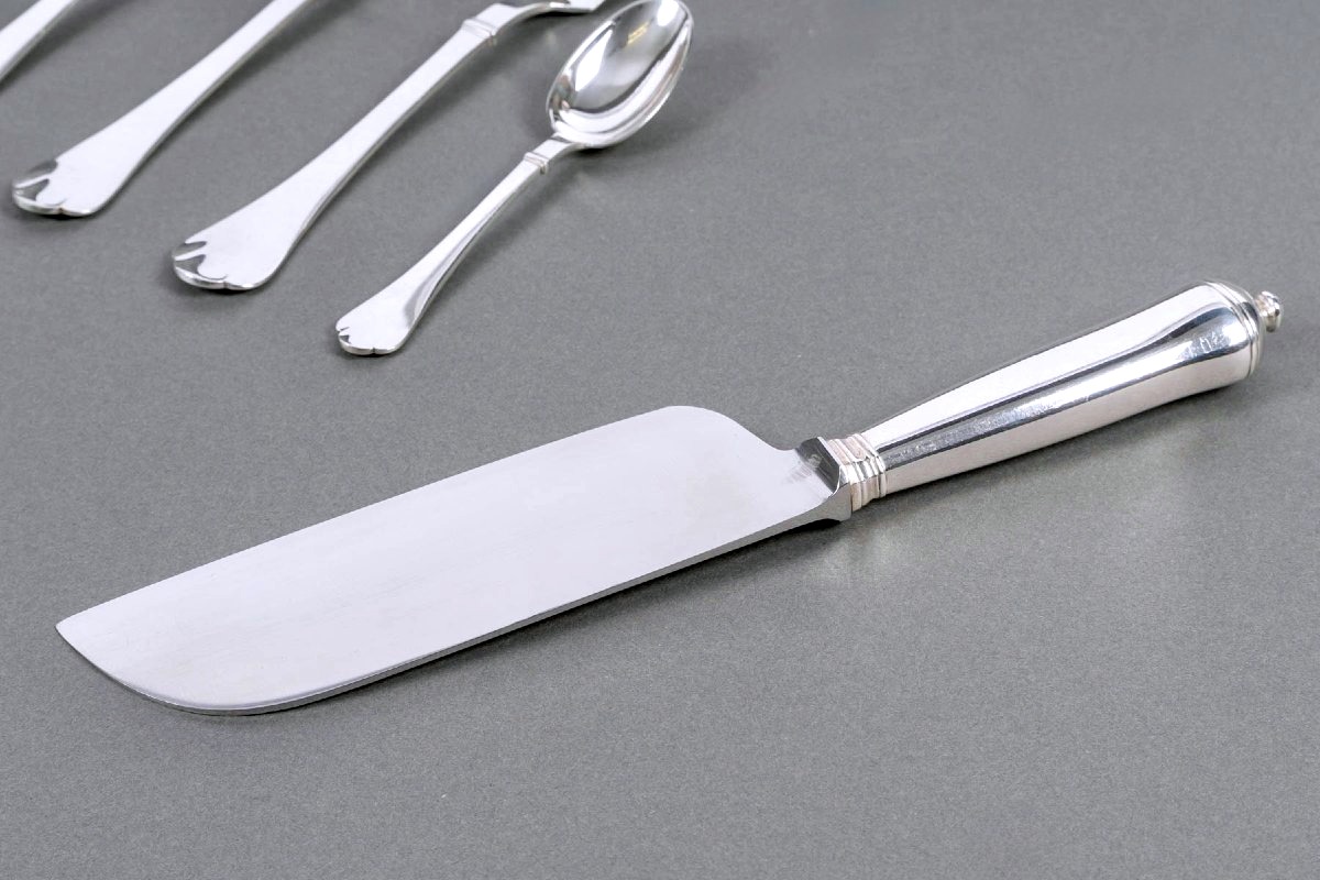 Puiforcat - Cutlery Flatware Set Richelieu Sterling Silver - 112 Pieces-photo-7
