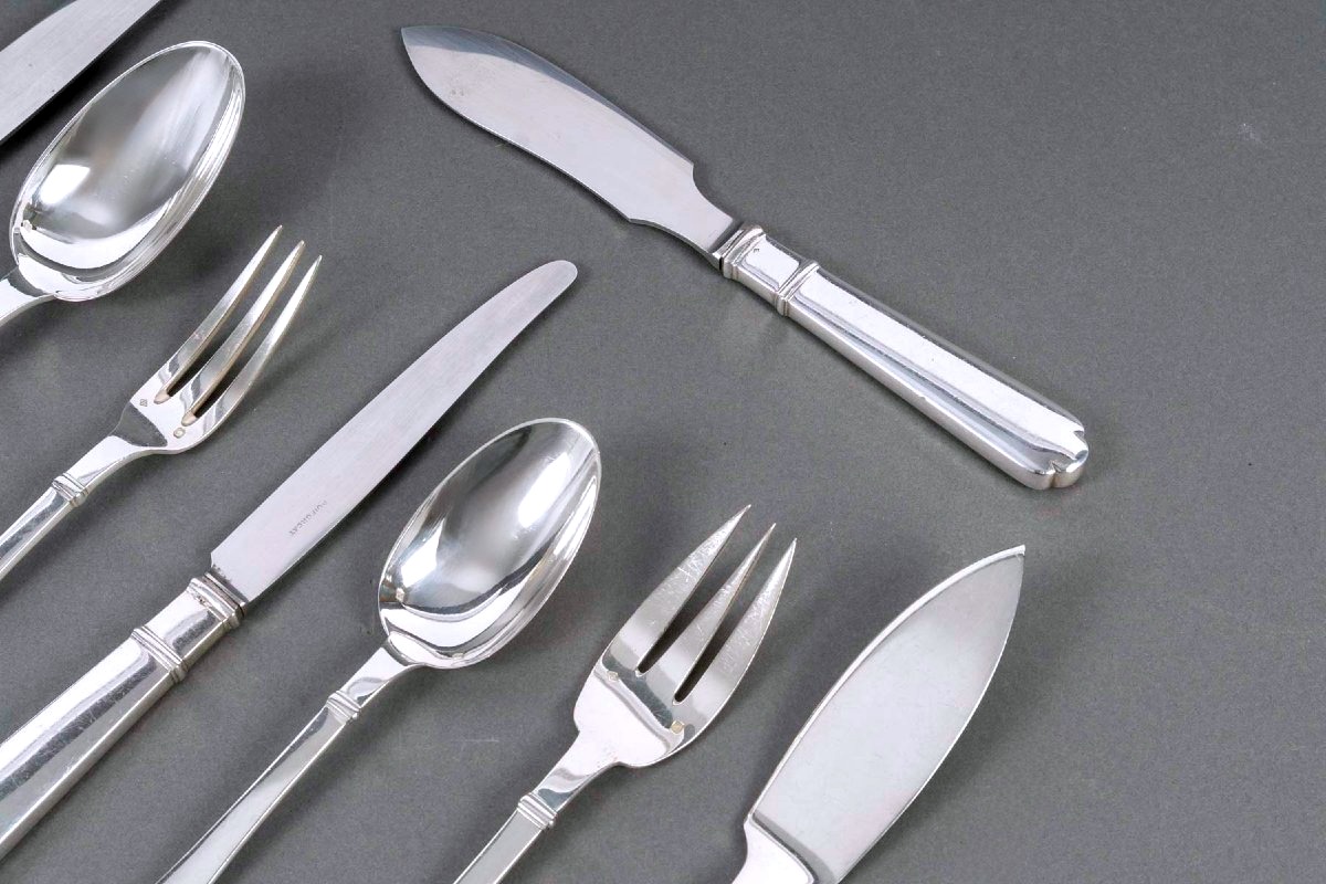Puiforcat - Cutlery Flatware Set Richelieu Sterling Silver - 112 Pieces-photo-8