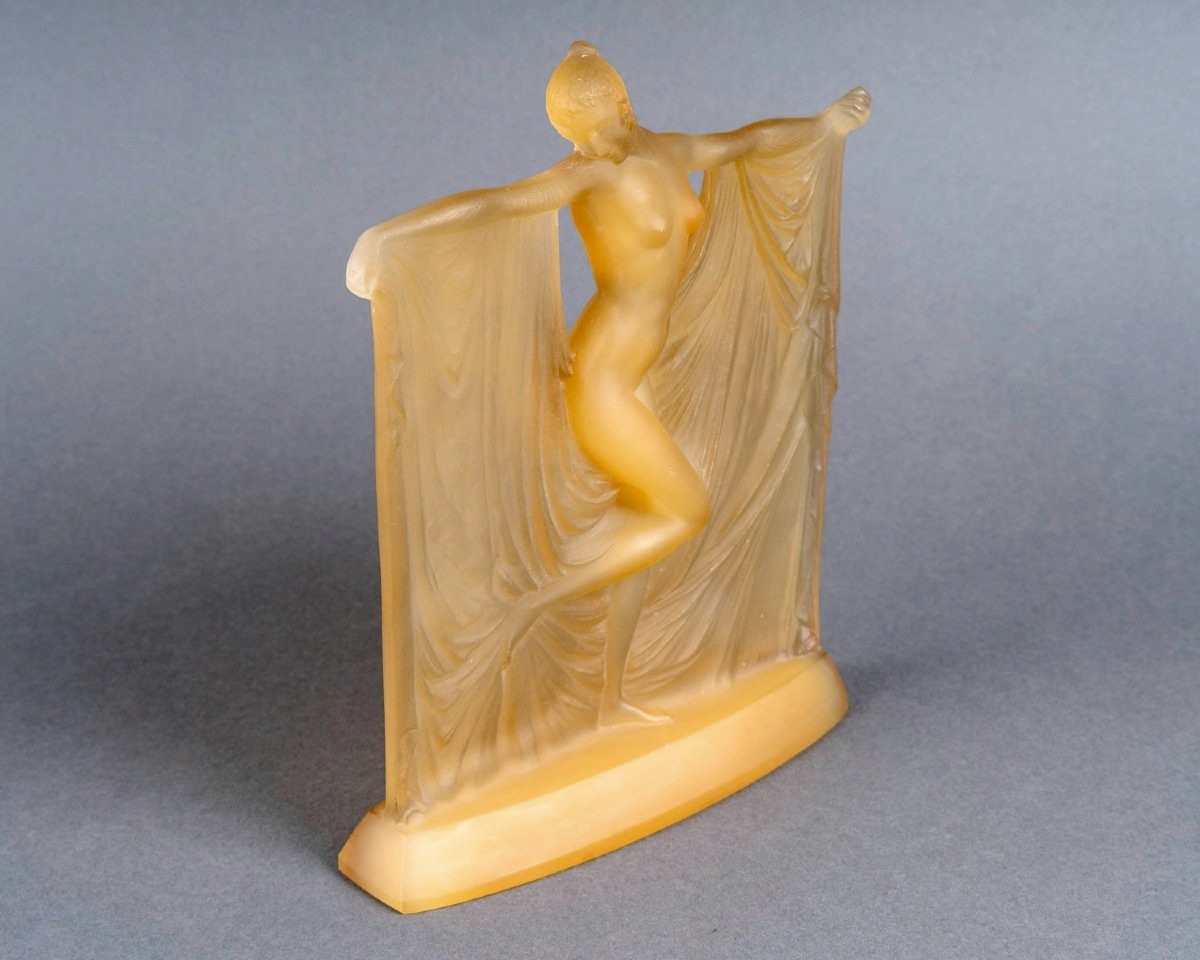 1925 René Lalique - Statuette Suzanne Verre Butterscotch-photo-2