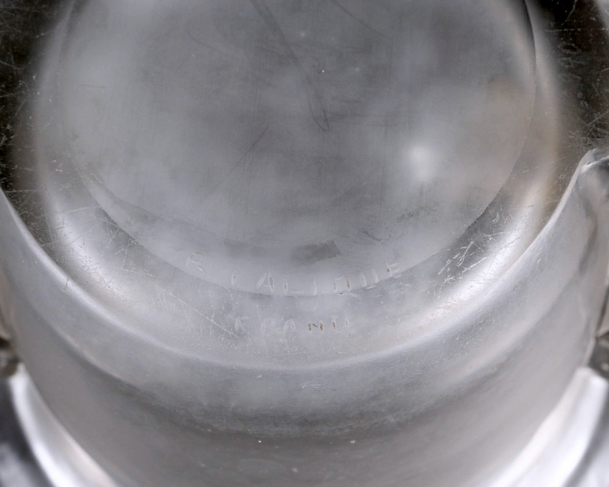 1926 René Lalique - Art Déco Vase Pierrefonds Verre Blanc -photo-1