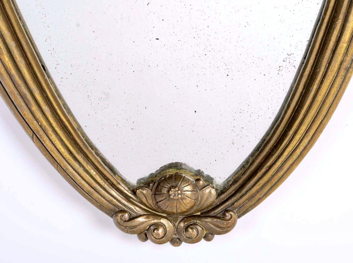 1925 Sue And Mare - Art Deco Oval Mirror In Gilt Bronze-photo-1