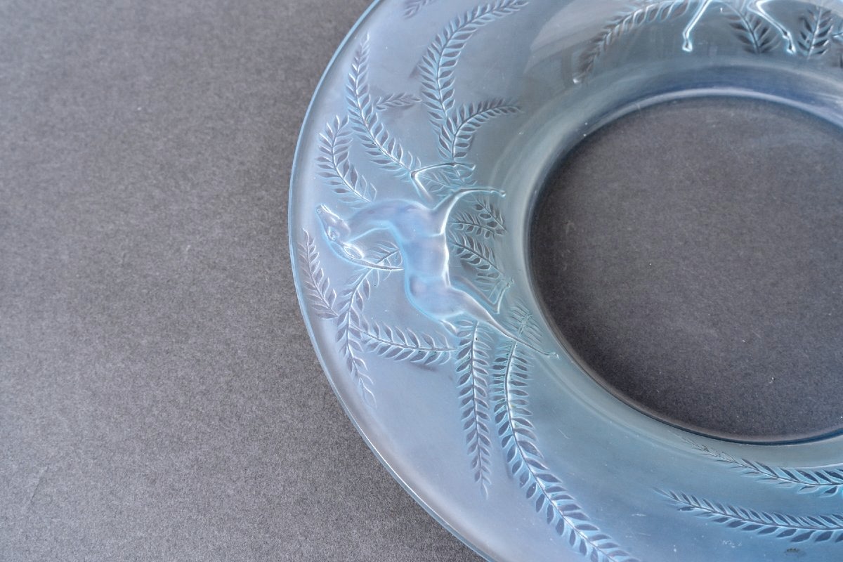 1925 René Lalique - Bowl Gazelles Opalescent Glass With Blue Patina-photo-4