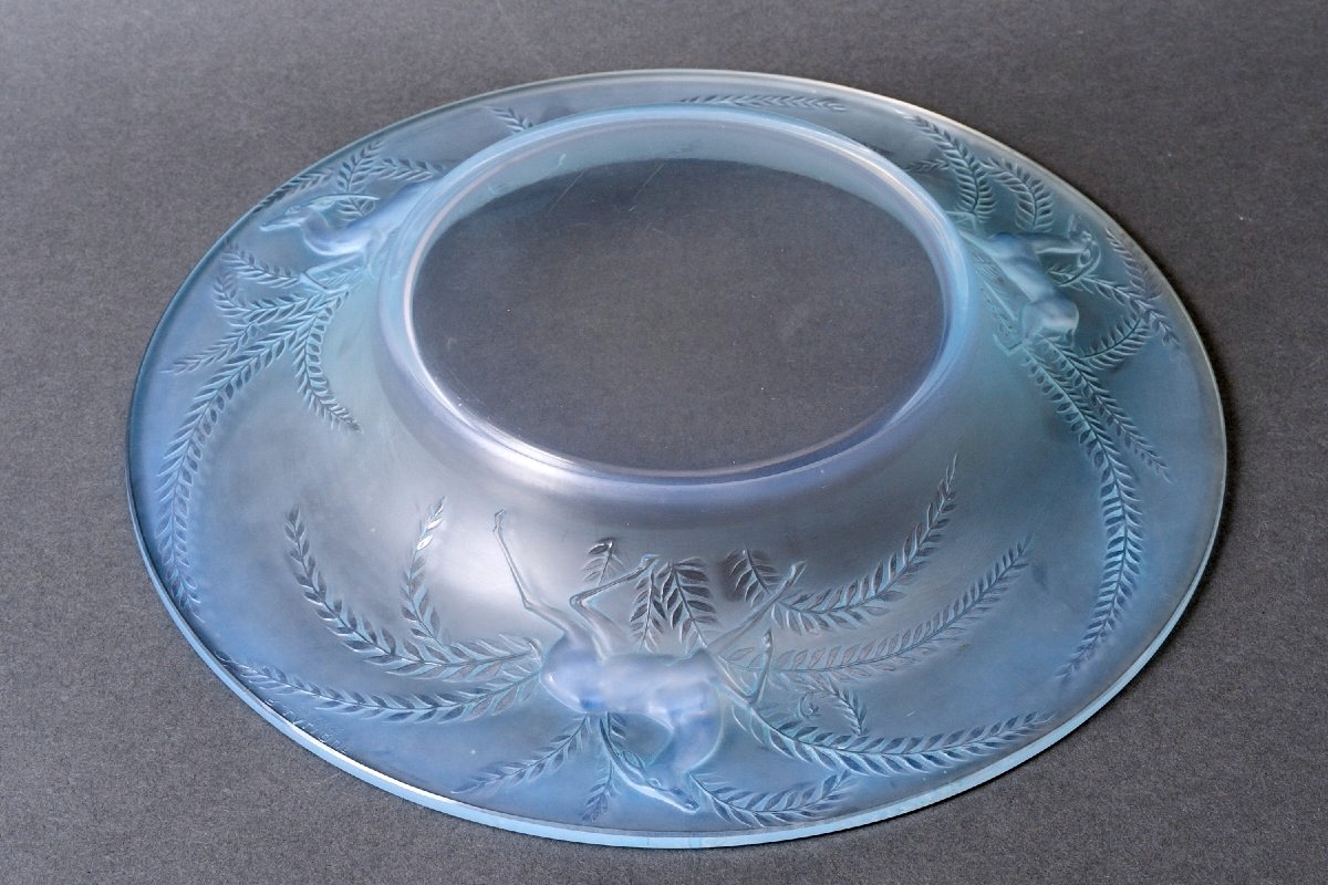 1925 René Lalique - Bowl Gazelles Opalescent Glass With Blue Patina-photo-3