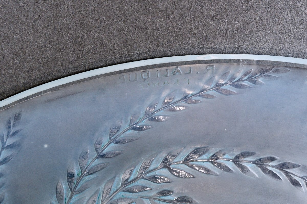 1925 René Lalique - Bowl Gazelles Opalescent Glass With Blue Patina-photo-4
