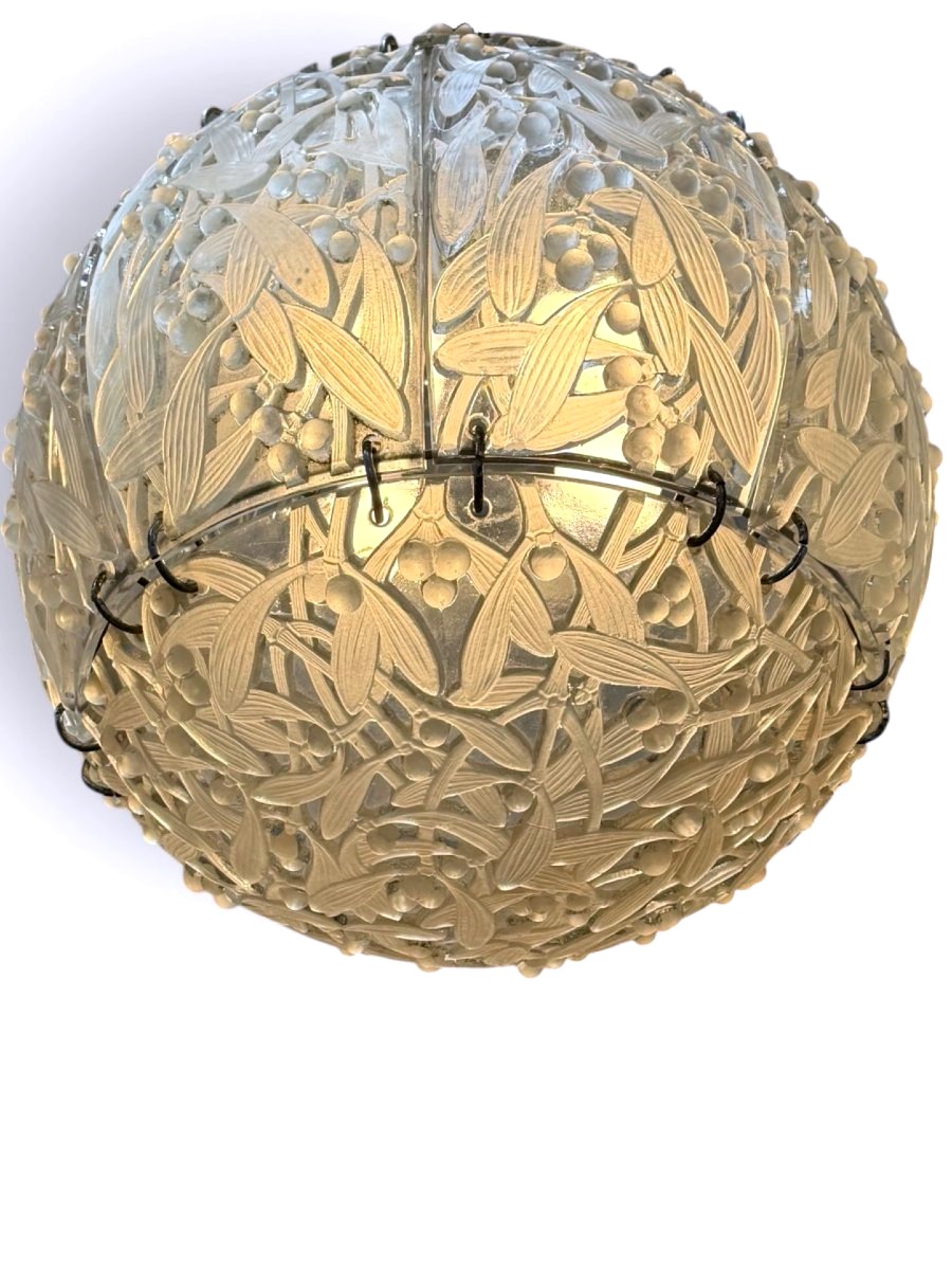 1922 René Lalique - Chadlier Light Fixture Boule Gui Mistletoe Glass-photo-5