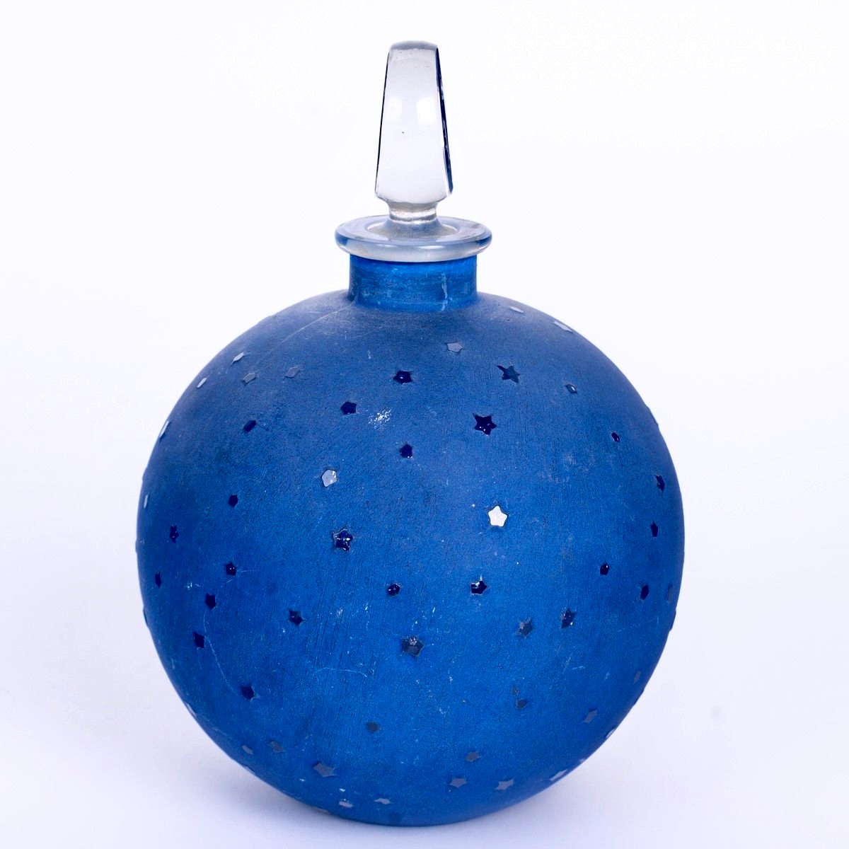1924 René Lalique - Perfume Bottle "dans La Nuit" Glass With Blue Patina For Worth-photo-2