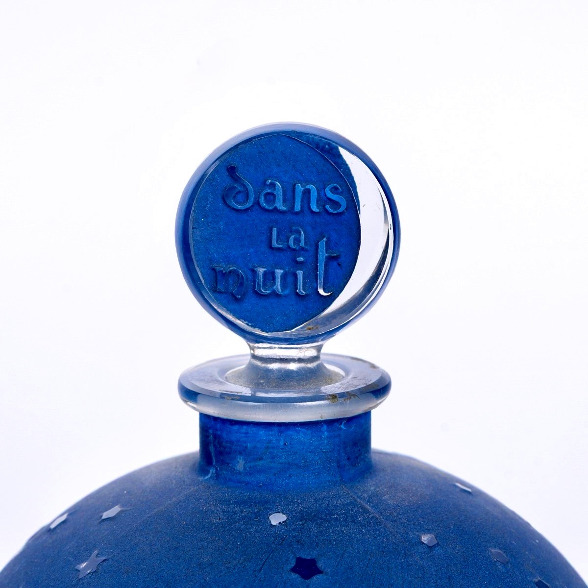 1924 René Lalique - Perfume Bottle "dans La Nuit" Glass With Blue Patina For Worth-photo-2