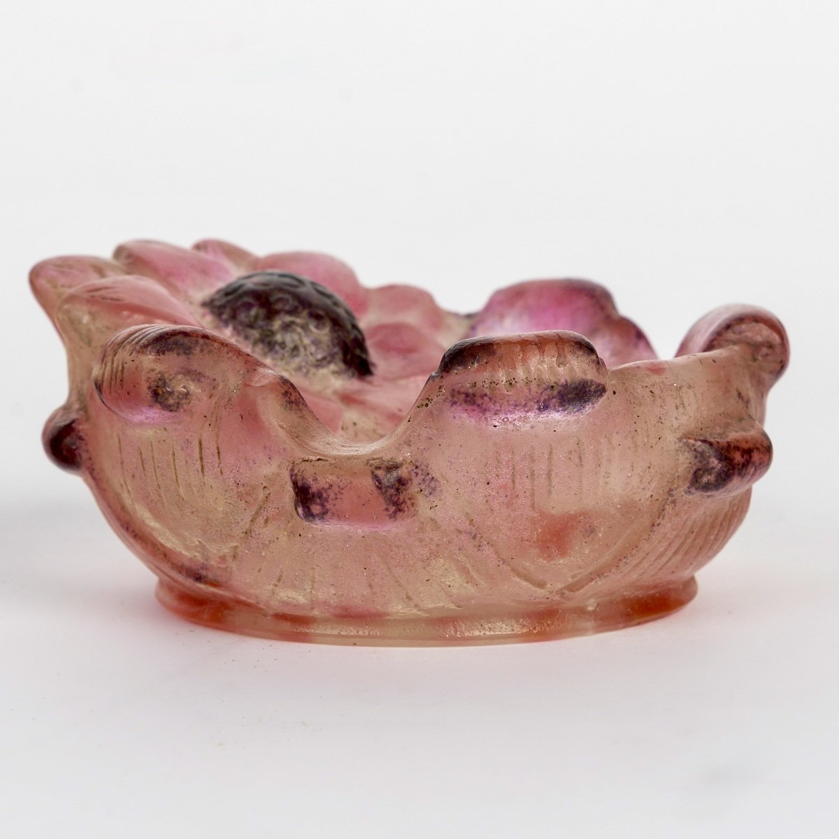 1924 Gabriel Argy Rousseau - Ashtray Pintray Lotus Bleu Glass Pate De Verre-photo-2