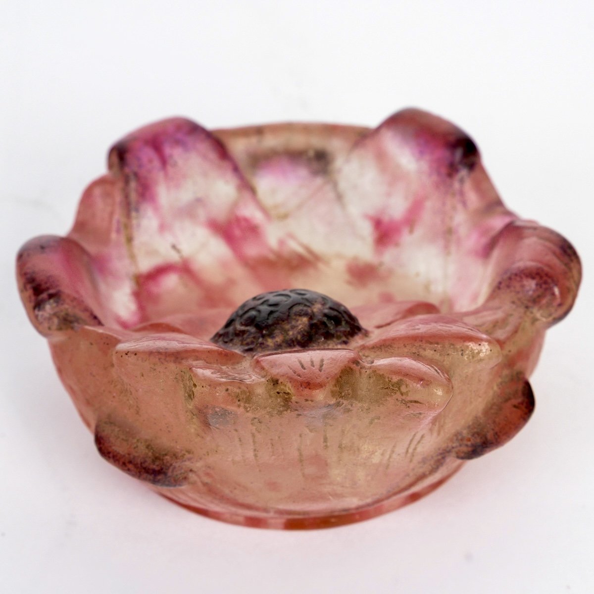1924 Gabriel Argy Rousseau - Ashtray Pintray Lotus Bleu Glass Pate De Verre-photo-4