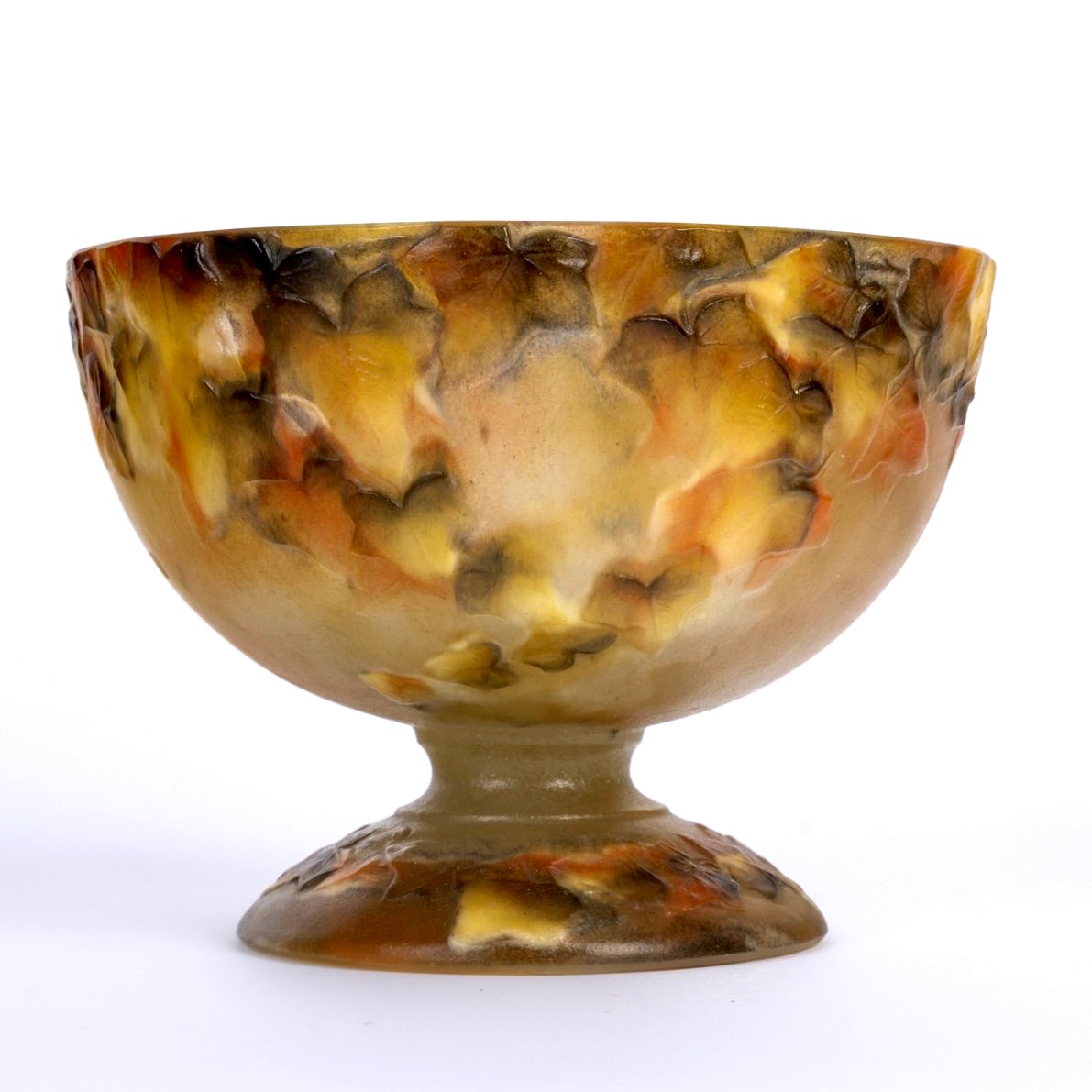 1919 Gabriel Argy-Rousseau - Coupe sur Pied Lierre Pâte de Verre-photo-3