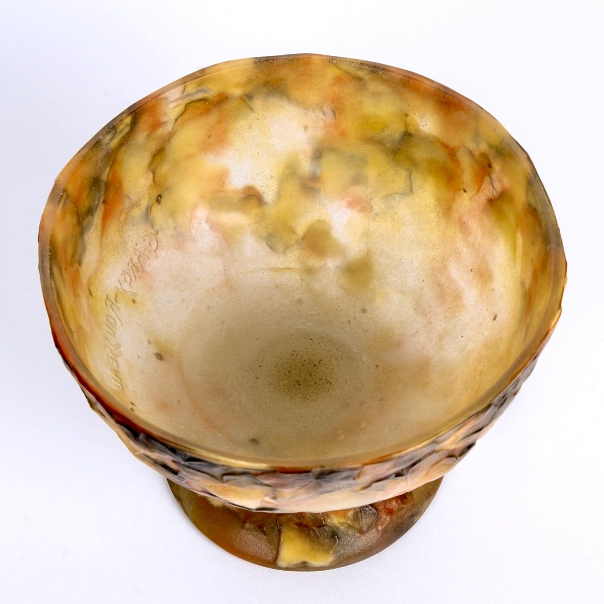 1919 Gabriel Argy-Rousseau - Coupe sur Pied Lierre Pâte de Verre-photo-4