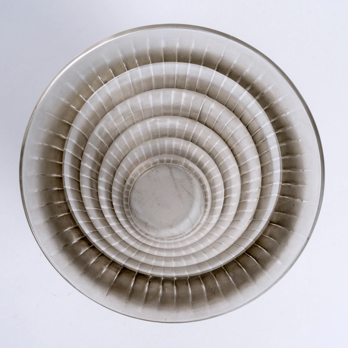 1950 Marc Lalique - Vase Chevreuse Crystal With Grey Patina-photo-4