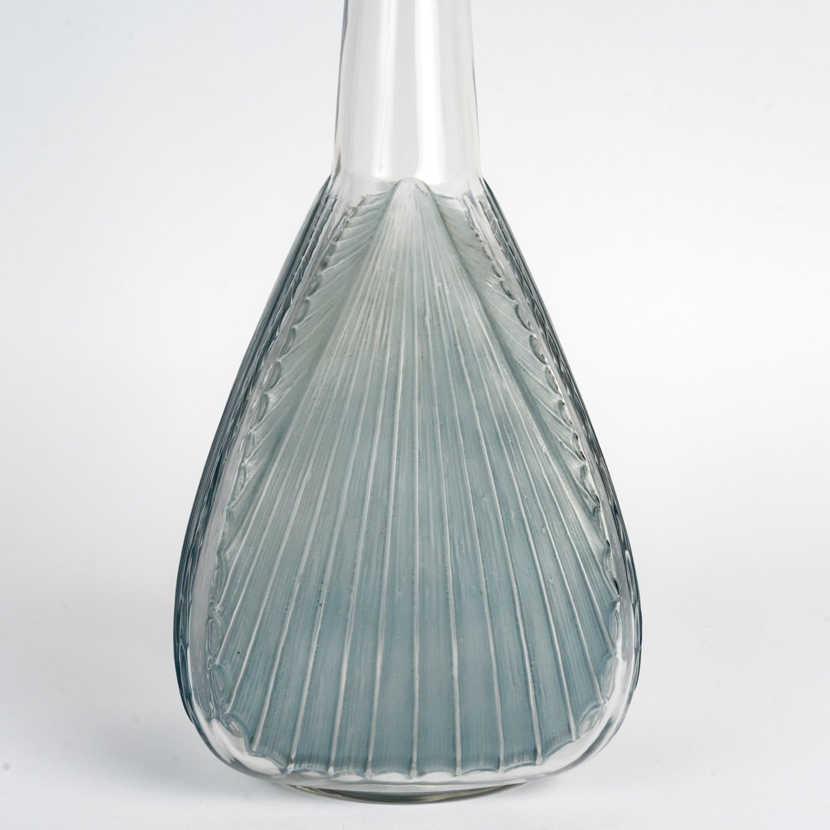 1920 René Lalique - Decanter Coquilles Shells Glass With Blue Patina-photo-2