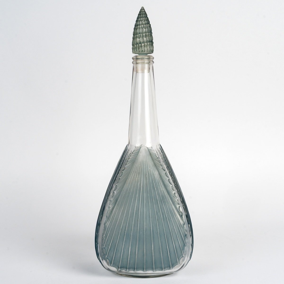 1920 René Lalique - Decanter Coquilles Shells Glass With Blue Patina