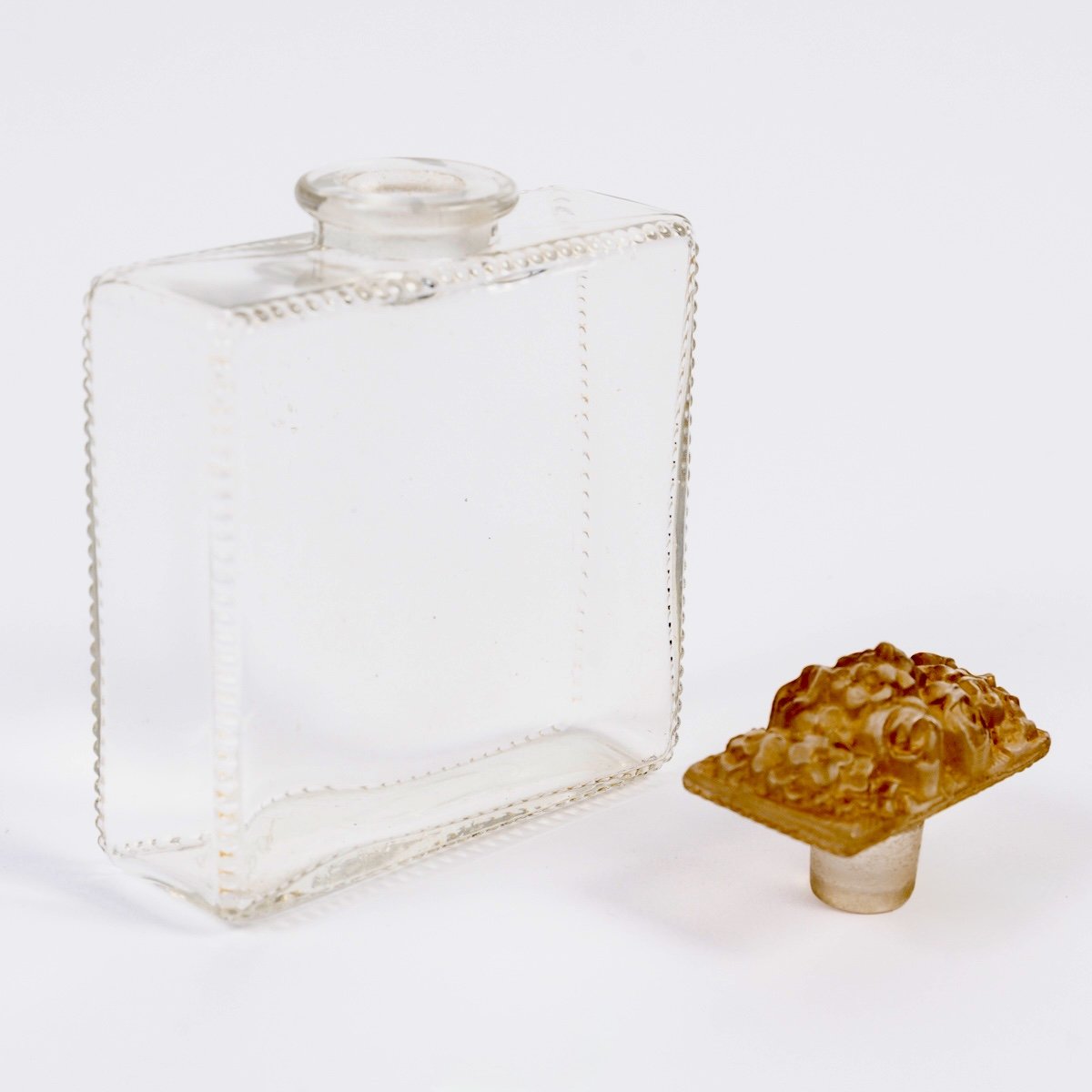1919 René Lalique - Perfume Bottle Fleurs De France Glass With Sepia Patina For d'Orsay-photo-4