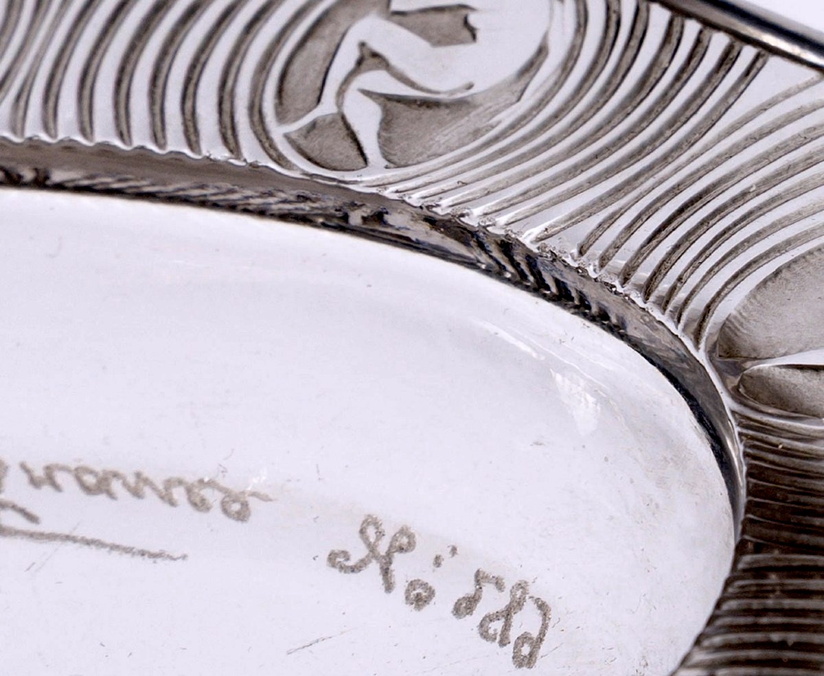 1924 René Lalique - Cendrier Baguier Alice Verre Blanc Patiné Gris-photo-1