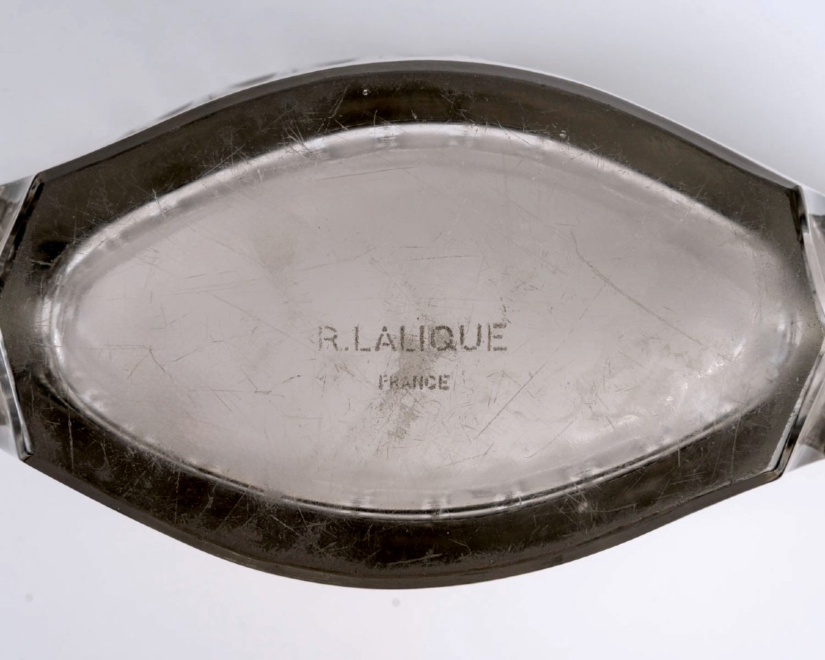 1937 René Lalique - Art Deco Jaffa Vase Glass With Grey Patina-photo-1