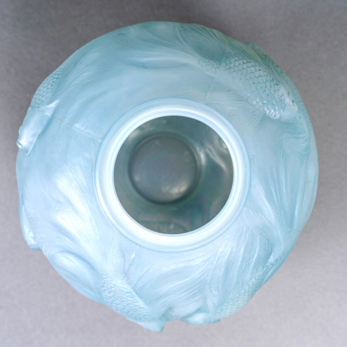 1924 René Lalique - Vase Formose Verre Opalescent Patiné Bleu-photo-4