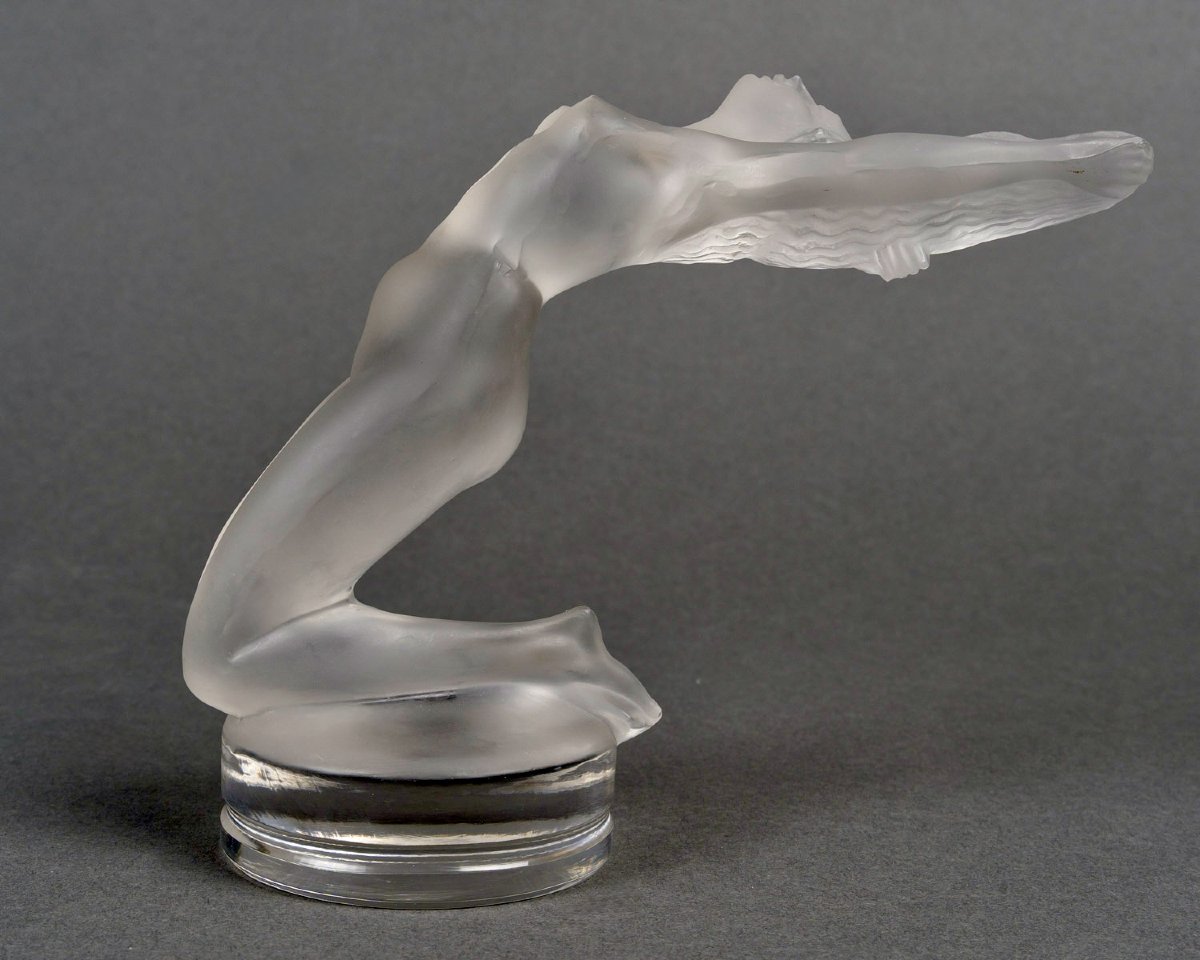 1931 René Lalique - Mascotte Automobile Chrysis Verre Blanc -photo-2