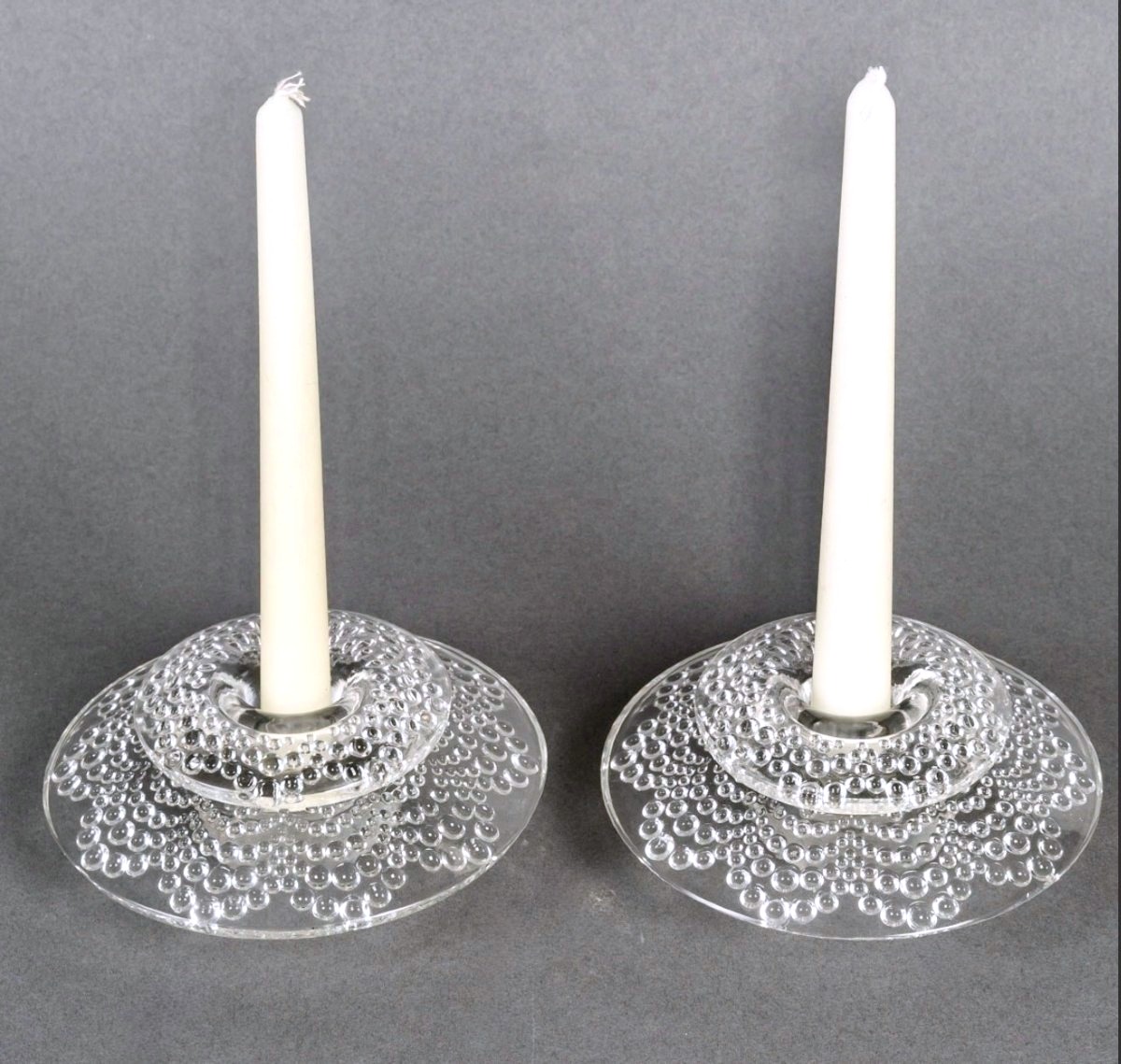 1934 René Lalique - Pair Of Art Deco Candleholders Candlesticks Saint Gall Glass-photo-2