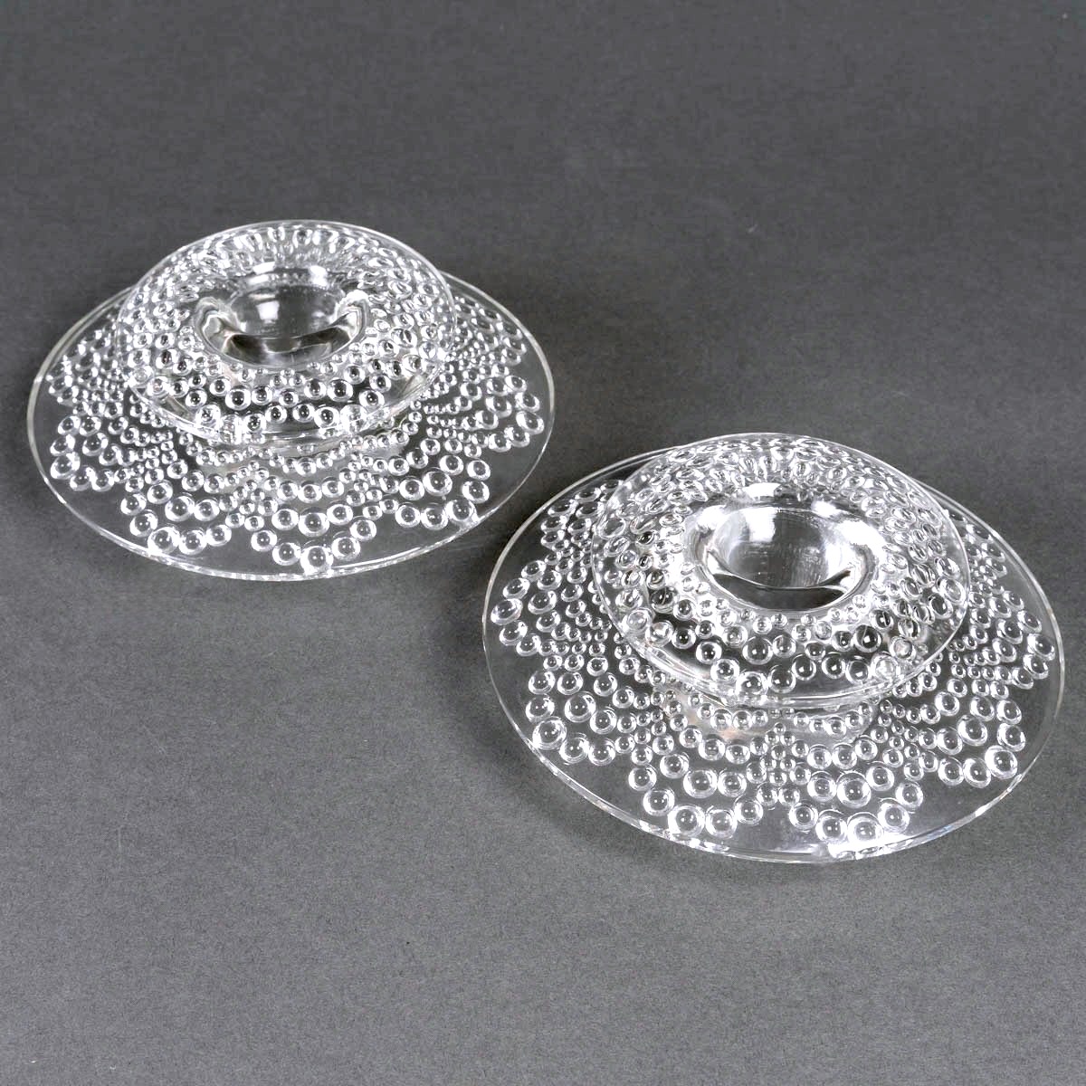 1934 René Lalique - Pair Of Art Deco Candleholders Candlesticks Saint Gall Glass-photo-3