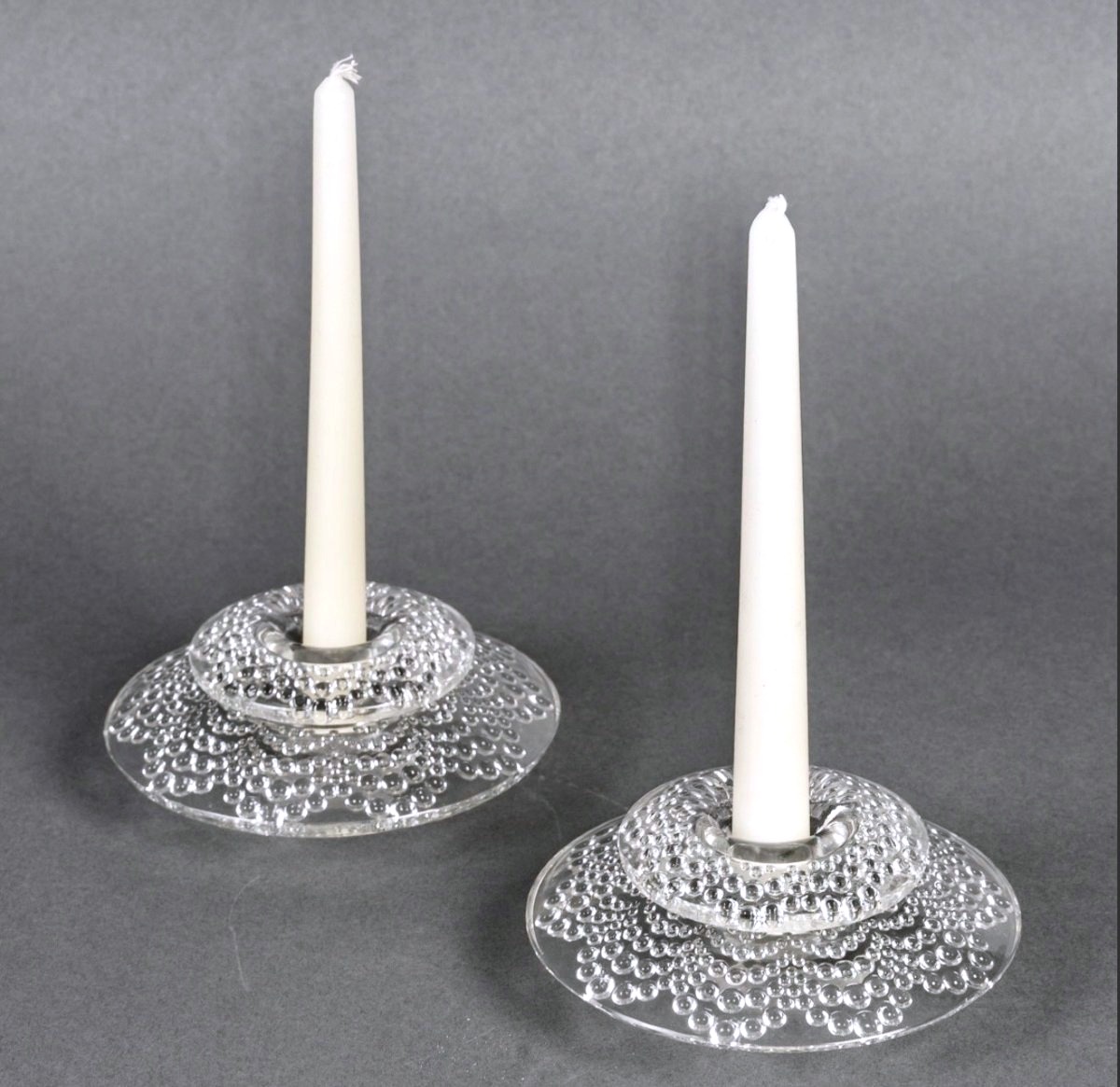 1934 René Lalique - Pair Of Art Deco Candleholders Candlesticks Saint Gall Glass