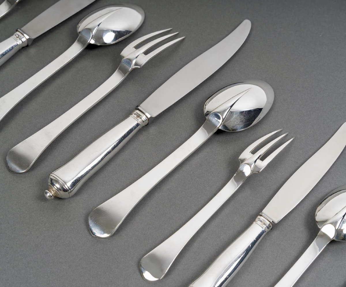 Puiforcat - Cutlery Flatware Set Sully Sterling Silver - 60 Pieces-photo-5
