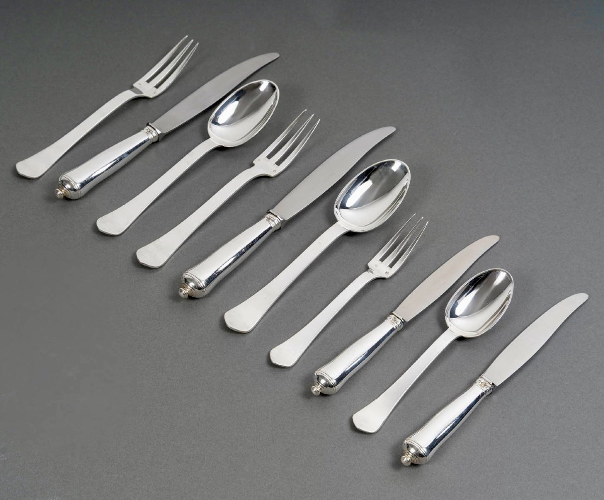Puiforcat - Cutlery Flatware Set Sully Sterling Silver - 60 Pieces