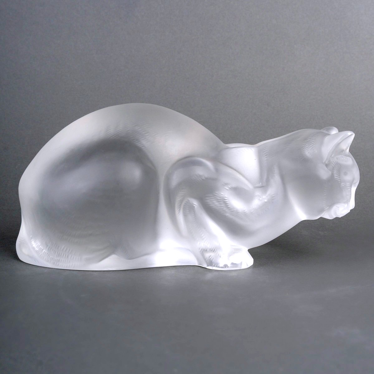 Lalique France - Statuette Décoration Chat Couché Cristal-photo-2