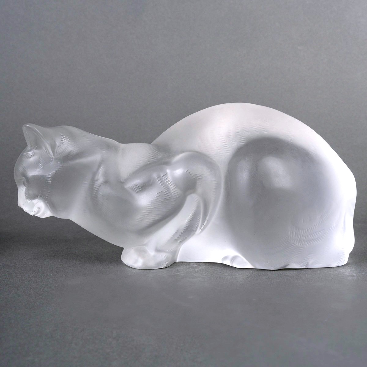 Lalique France - Statuette Décoration Chat Couché Cristal-photo-3