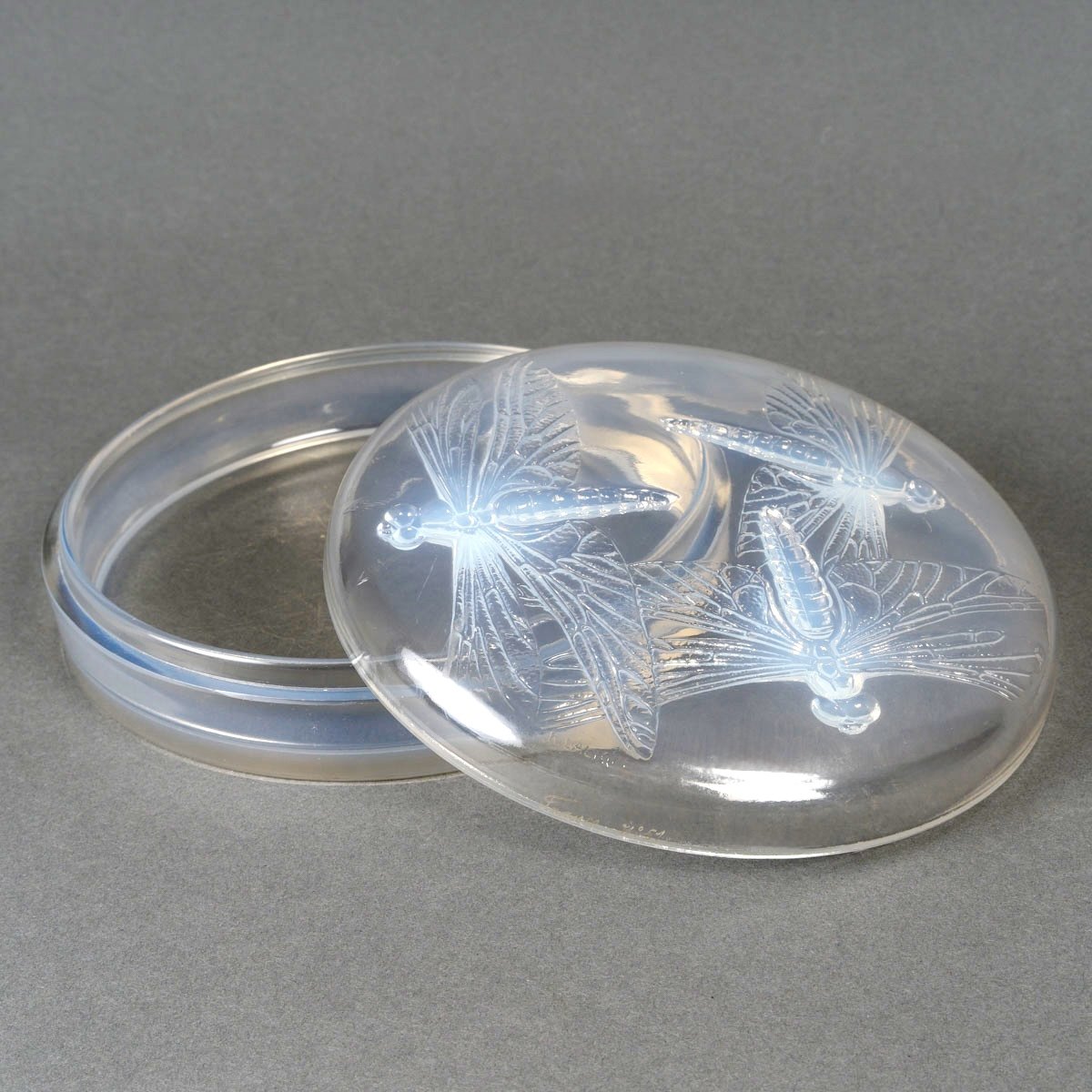 1921 René Lalique - Box Libellules Dragonflies Opalescent Glass-photo-2