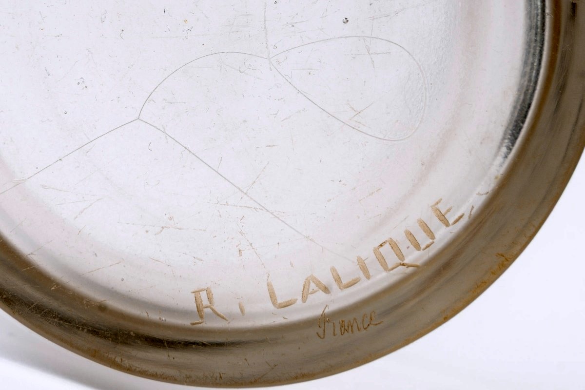 1926 René Lalique - Vase Chamarande Glass With Sepia Patina-photo-1