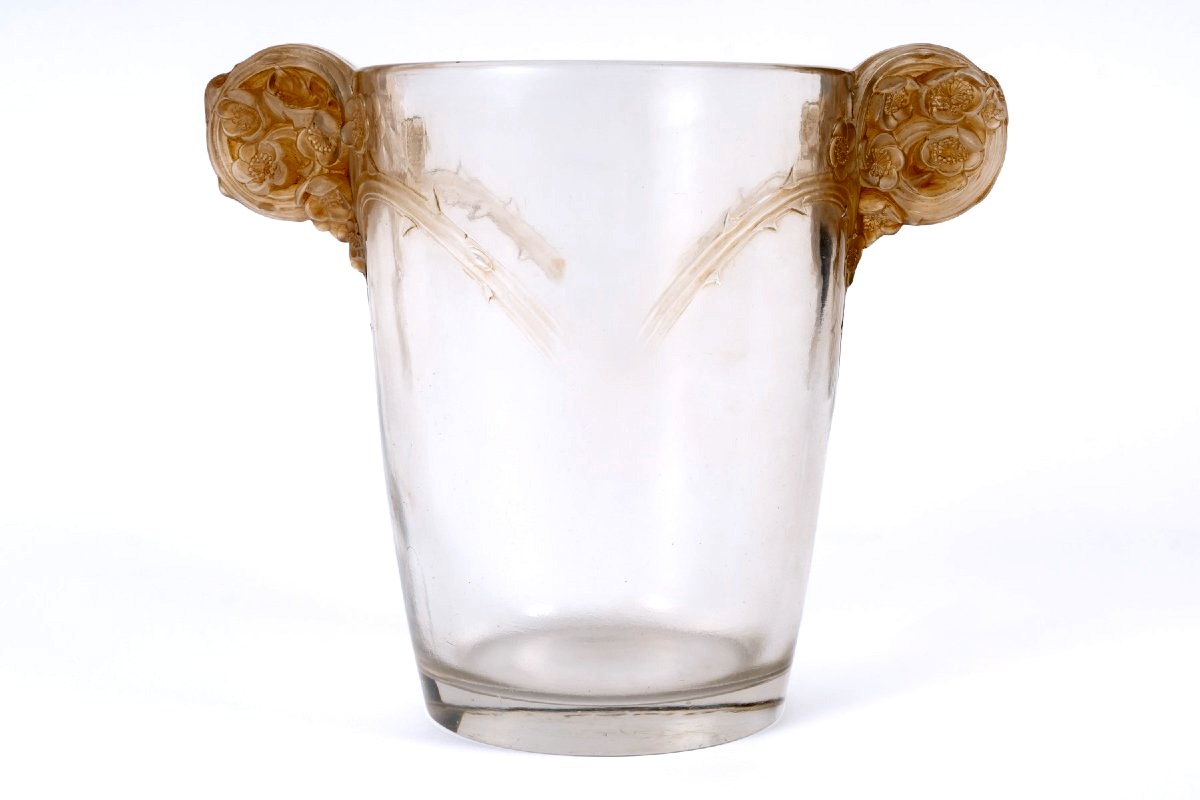 1926 René Lalique - Vase Chamarande Glass With Sepia Patina