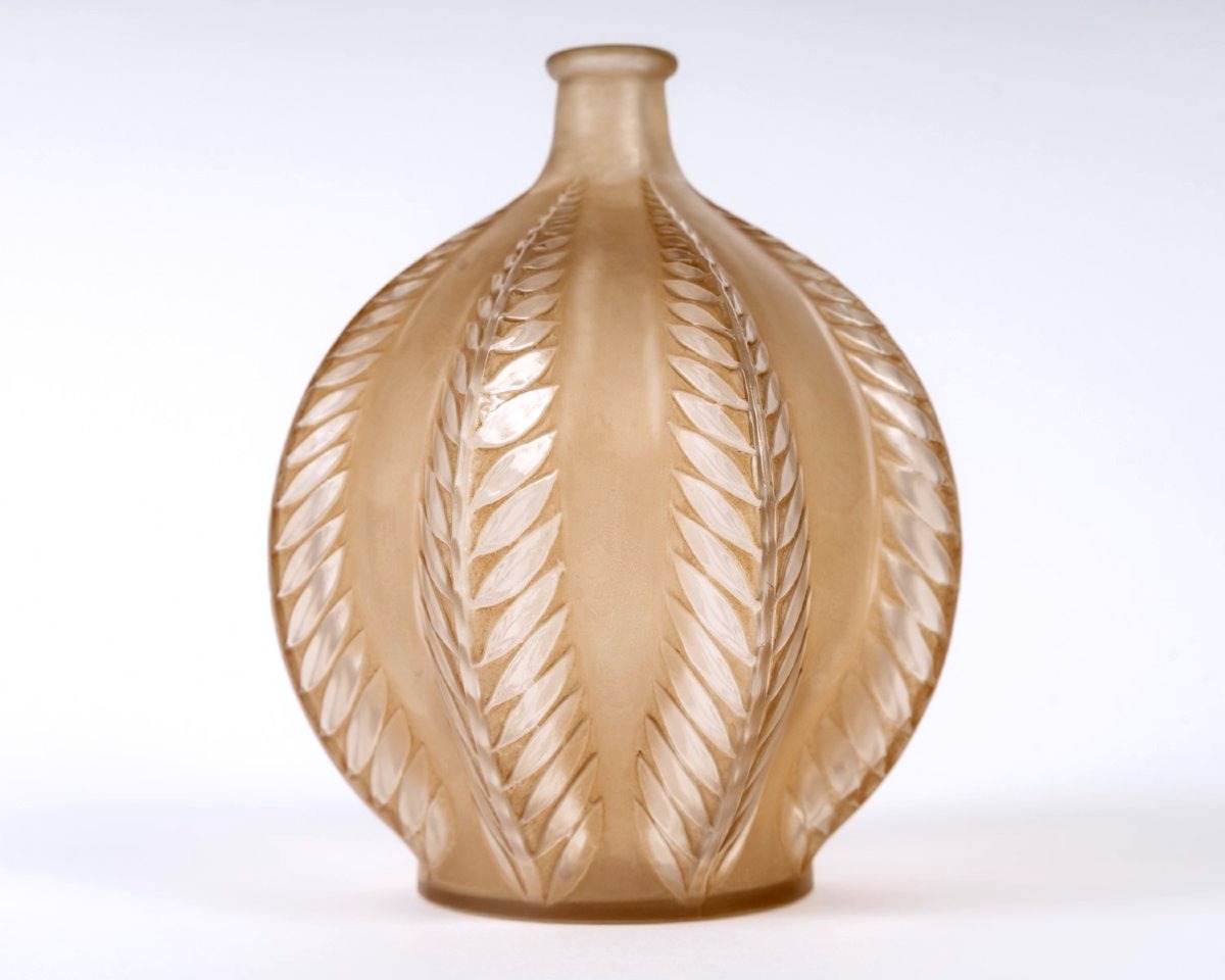 1924 René Lalique - Vase Malines Glass With Sepia Patina-photo-2
