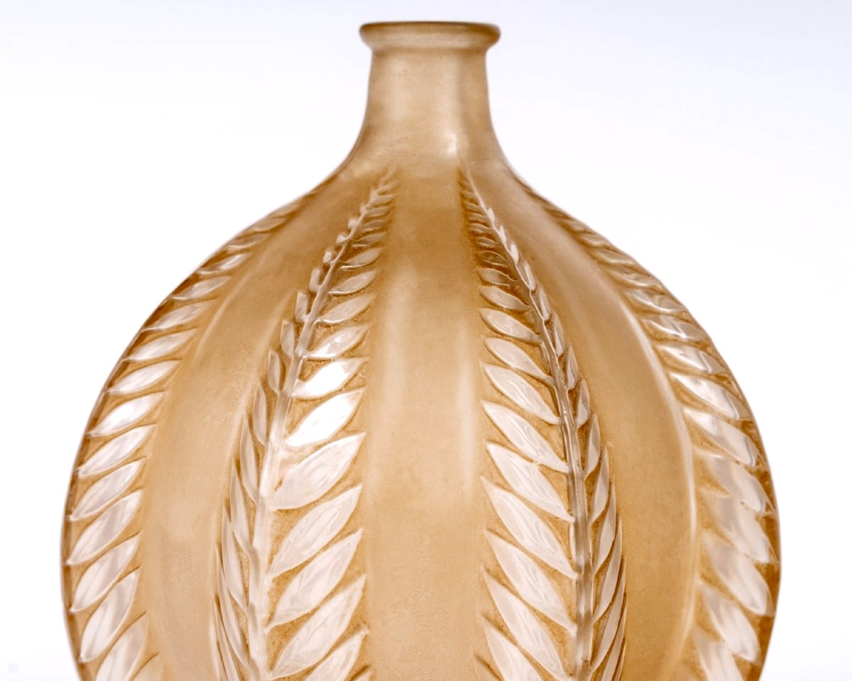 1924 René Lalique - Vase Malines Glass With Sepia Patina-photo-4