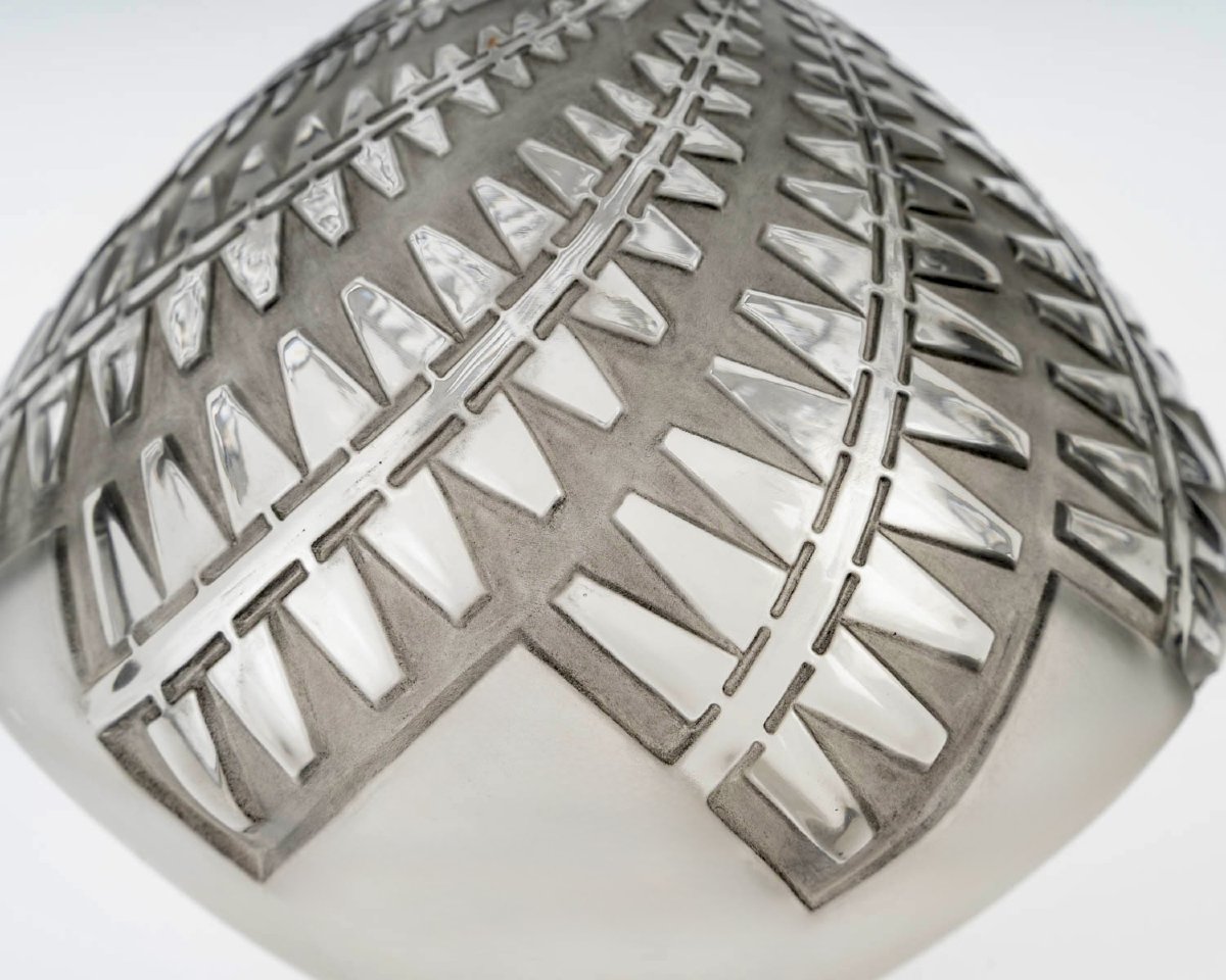 1929 René Lalique - Vase Montargis Glass With Grey Patina-photo-4